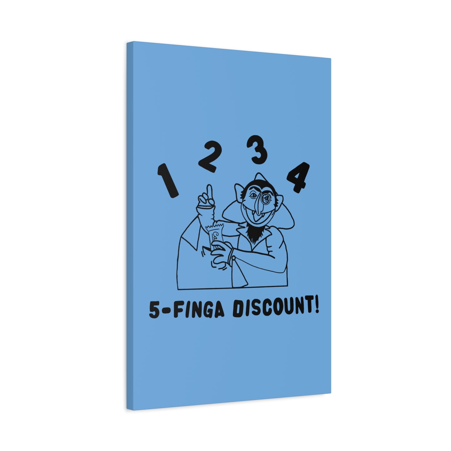 Five Finger Discount Outline Canvas Print Light Blue - Sesame Street The Count Parody Art Print