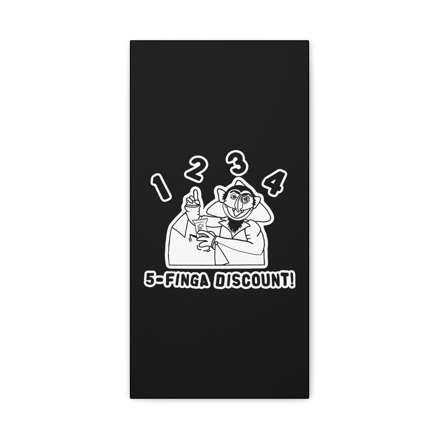 Five Finger Discount Outline Canvas Print Black - Sesame Street The Count Parody Art Print