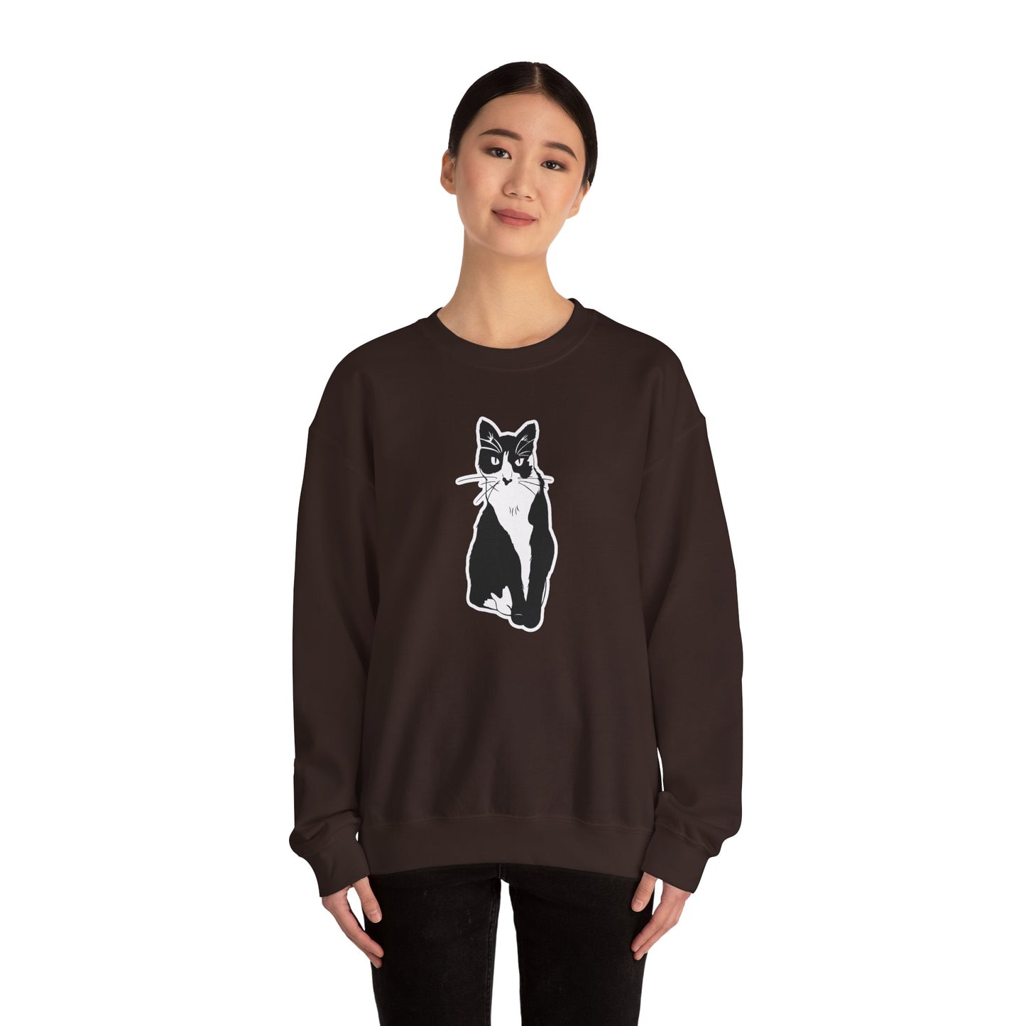 Cat Sweatshirt (Sticker Style Cat) - Cat Drawing Sweatshirt