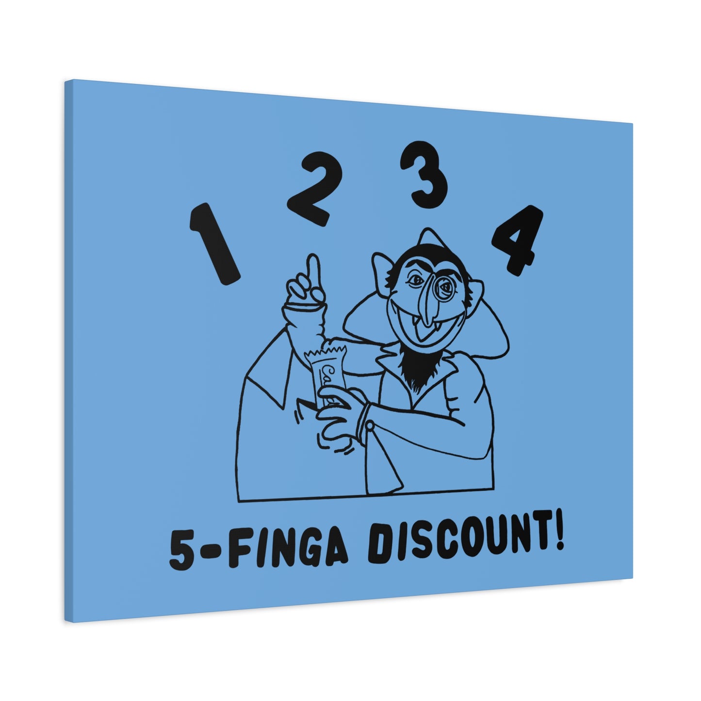 Five Finger Discount Outline Canvas Print Light Blue - Sesame Street The Count Parody Art Print
