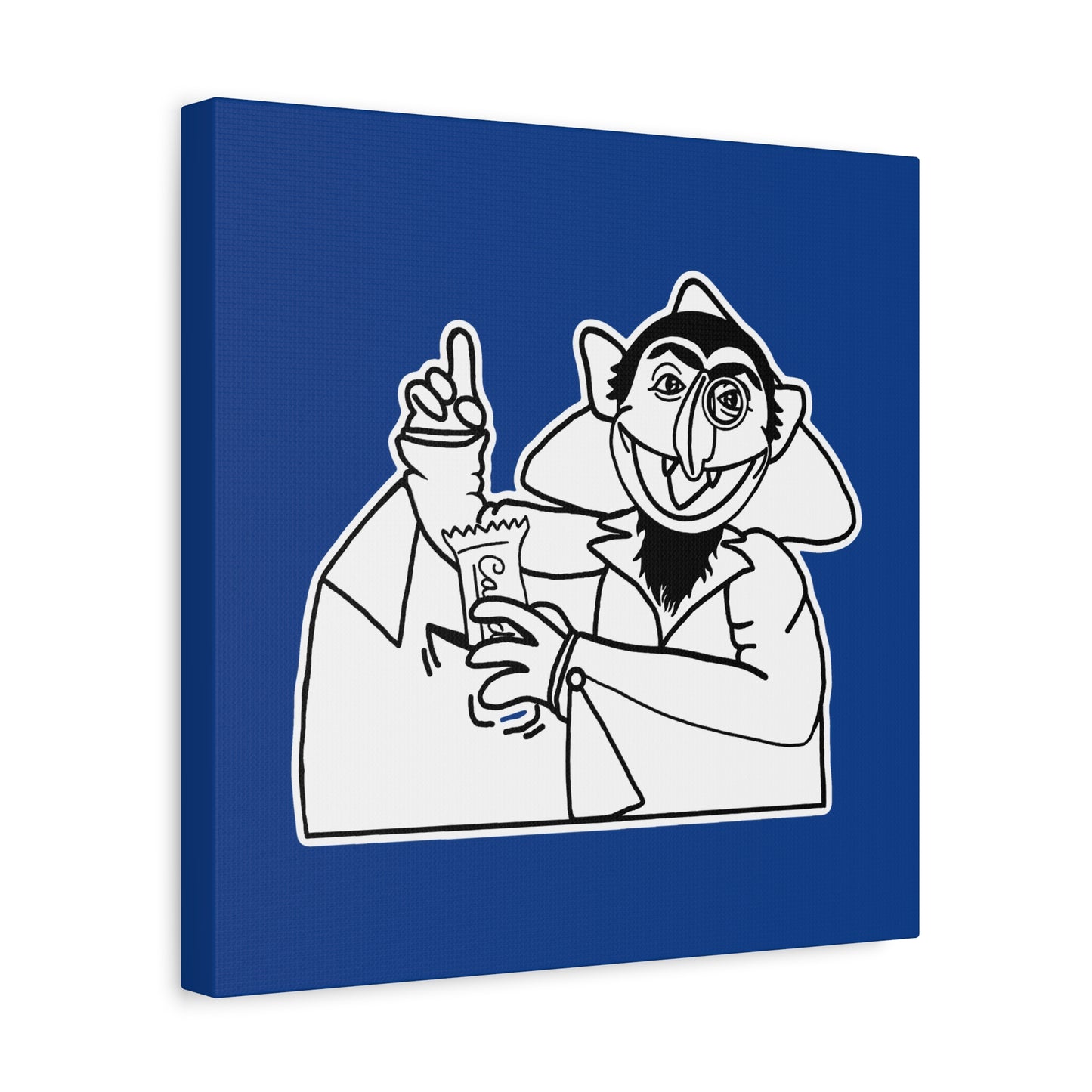 The Count Stealing Candy Outline Canvas Print Dark Blue - Sesame Street The Count Parody Art