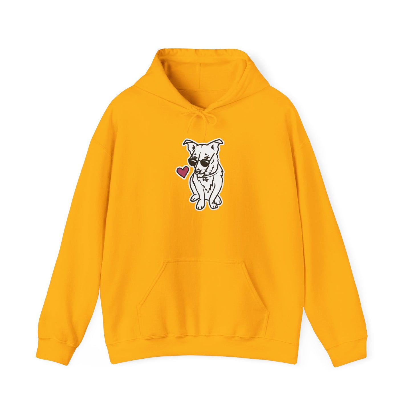 Nora the Dog Heart Hoodie (B&W Sticker Style Nora) - Dog Hooded Sweatshirt