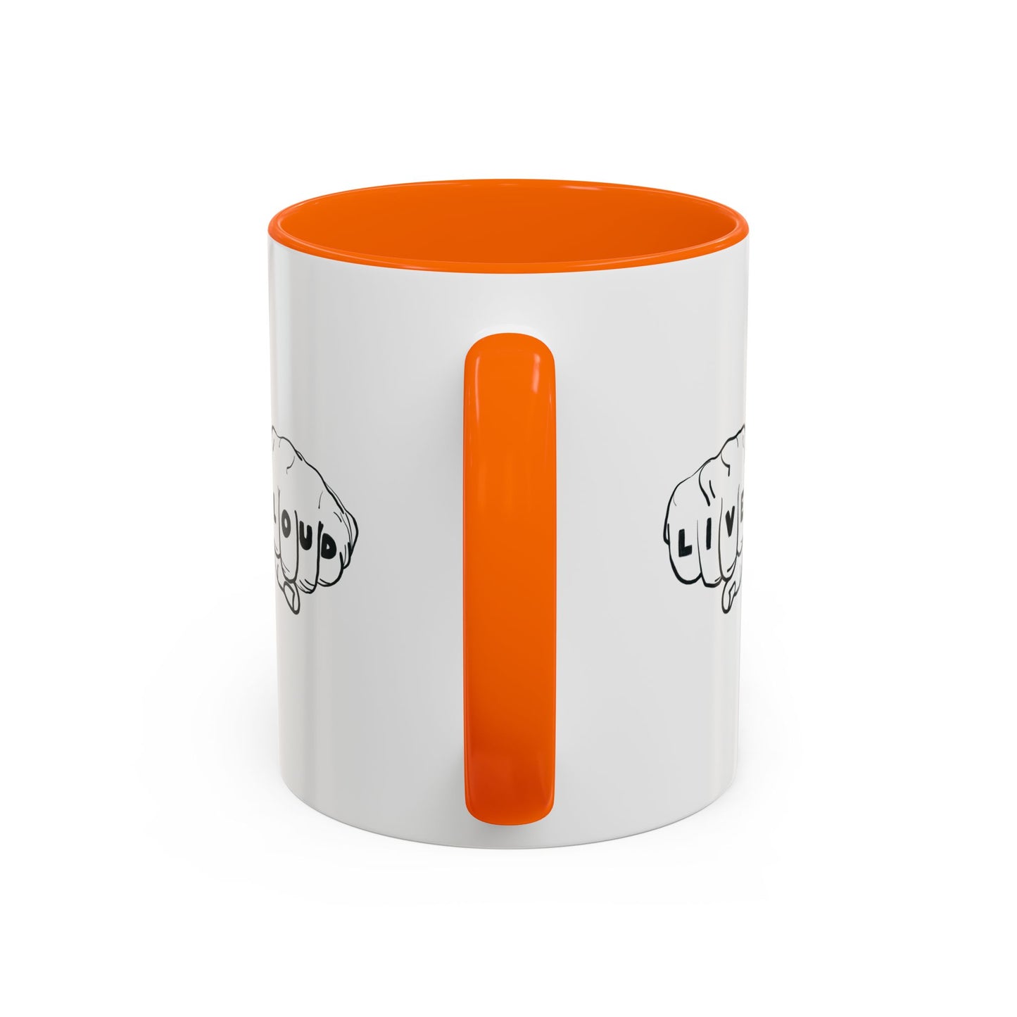 Live Loud Knuckle Tats Tattooed Fists - Four Fists Accent Mug