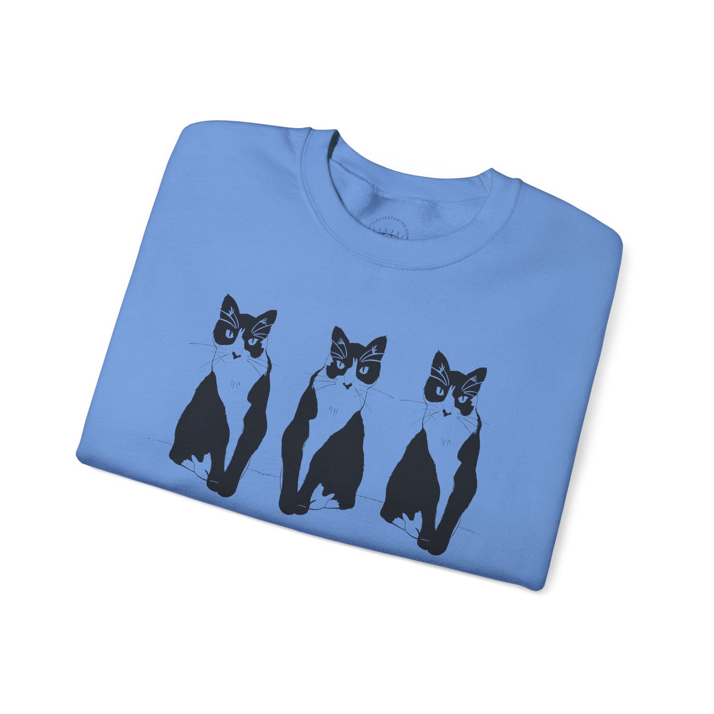 Cat x3 Sweatshirt (Transparent Style Cat) - Cat Drawing Sweatshirt