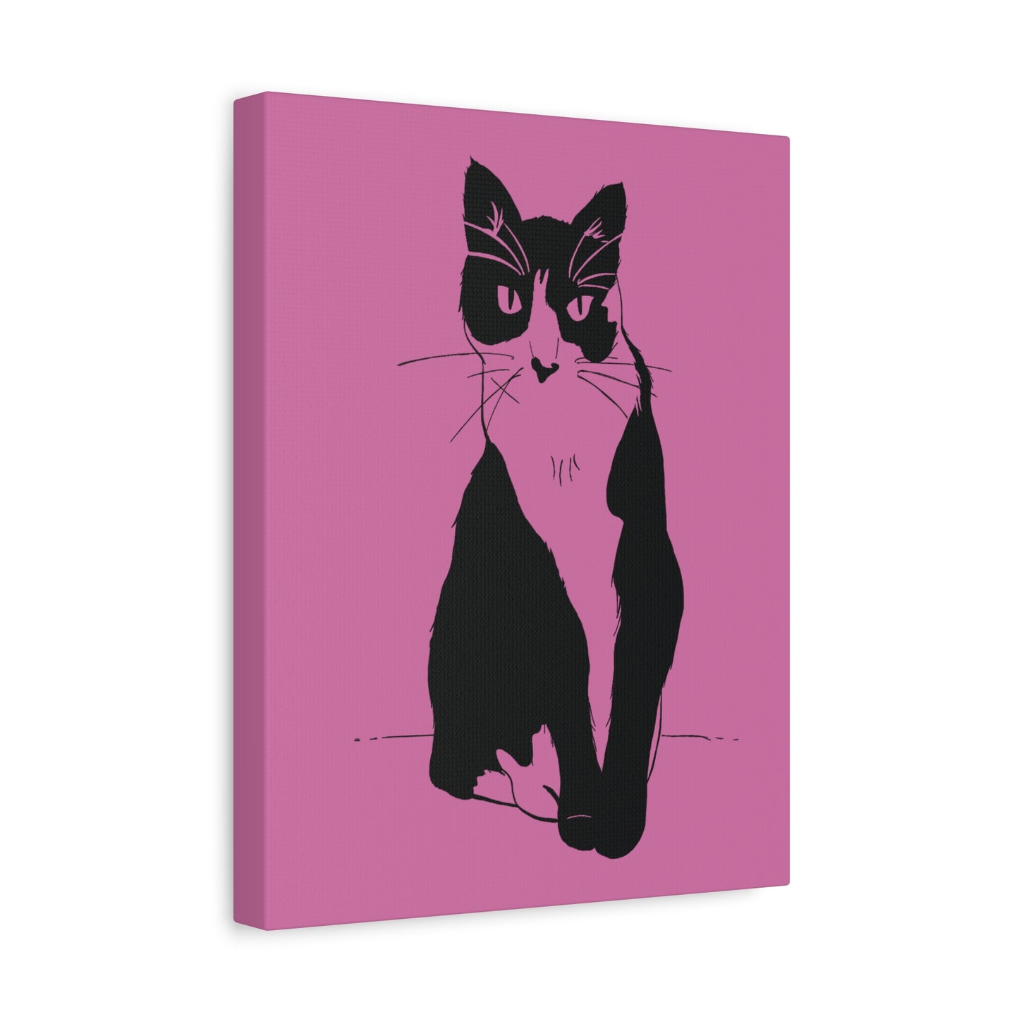 Cat Canvas Print on Pink (Transparent Style Cat) - Cat Drawing Art