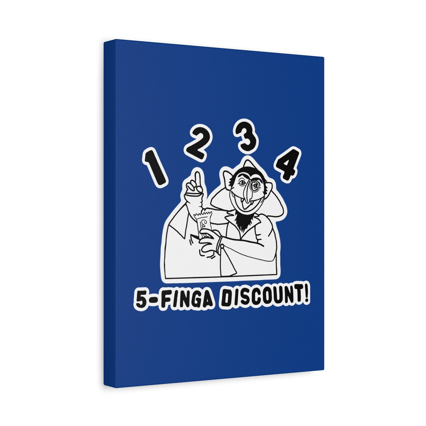 Five Finger Discount Outline Canvas Print Dark Blue - Sesame Street The Count Parody Art Print