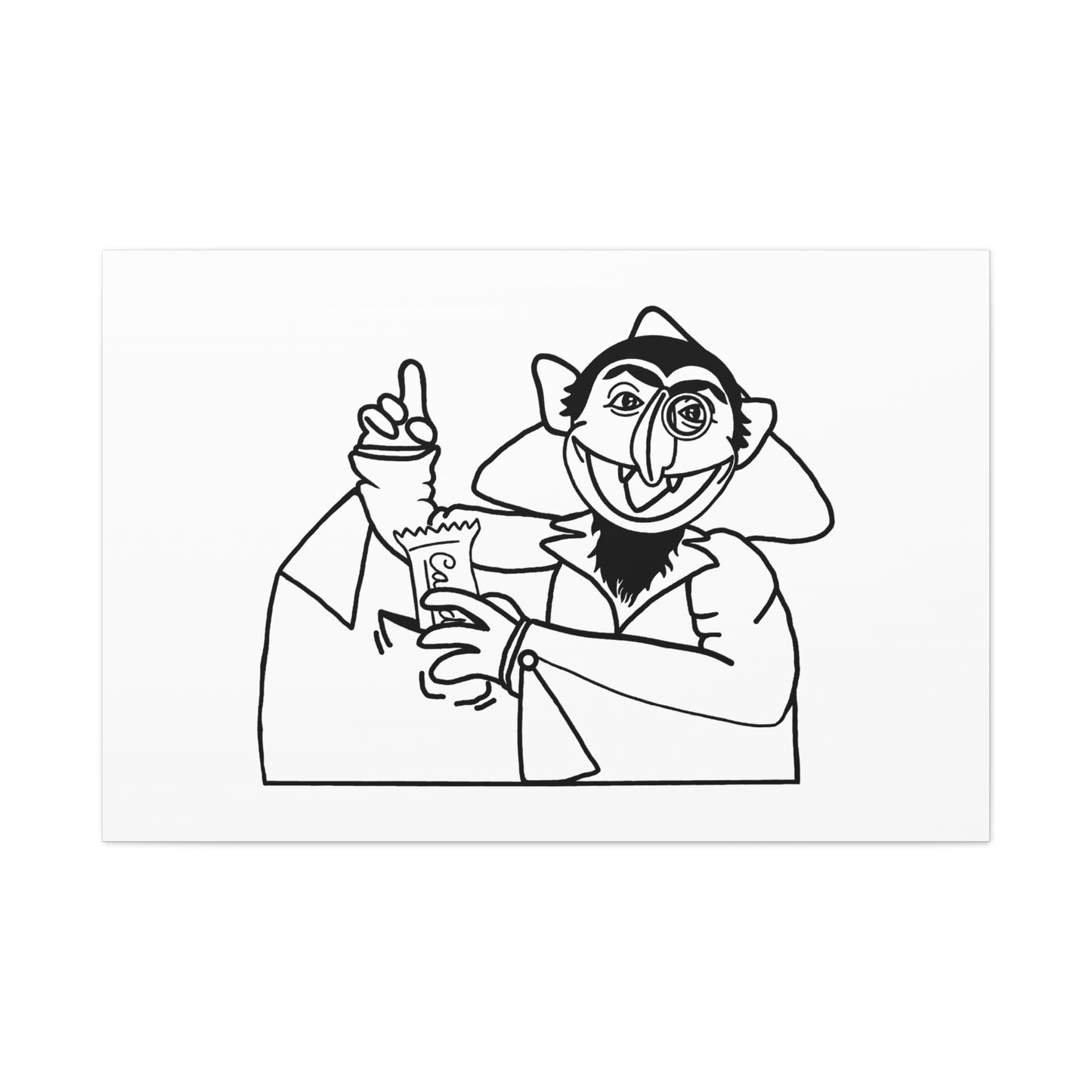 The Count Stealing Candy Outline Canvas Print White - Sesame Street The Count Parody Art