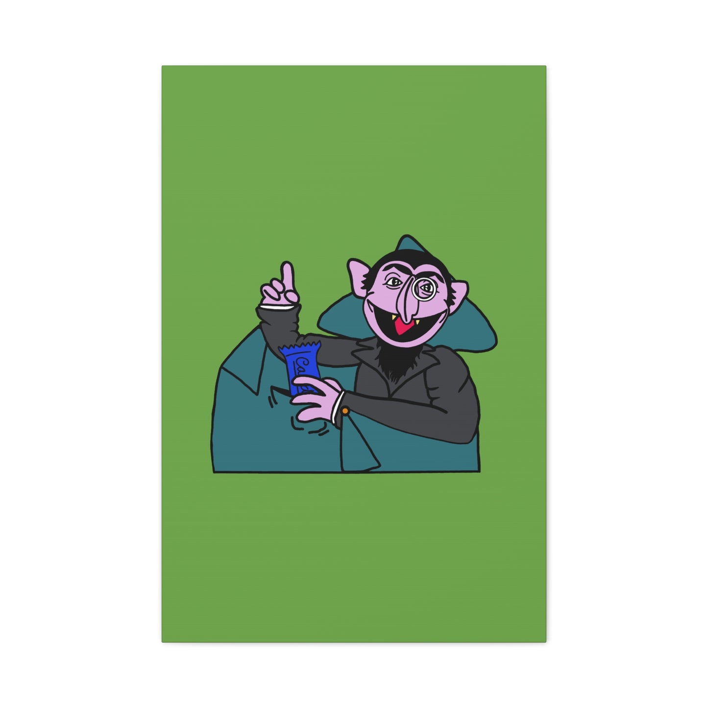The Count Stealing Candy Canvas Print Green - Sesame Street The Count Parody Art
