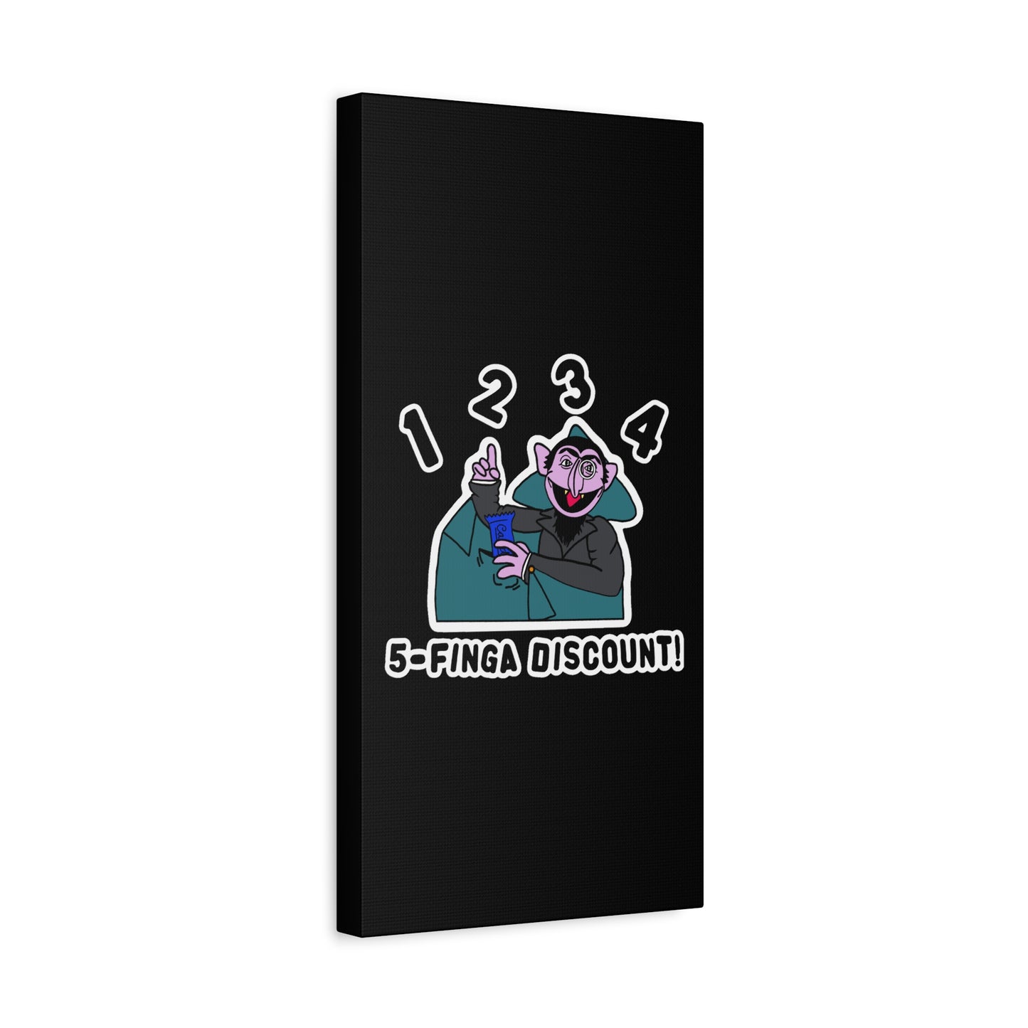 Five Finger Discount Canvas Print Black - Sesame Street The Count Parody Art Print