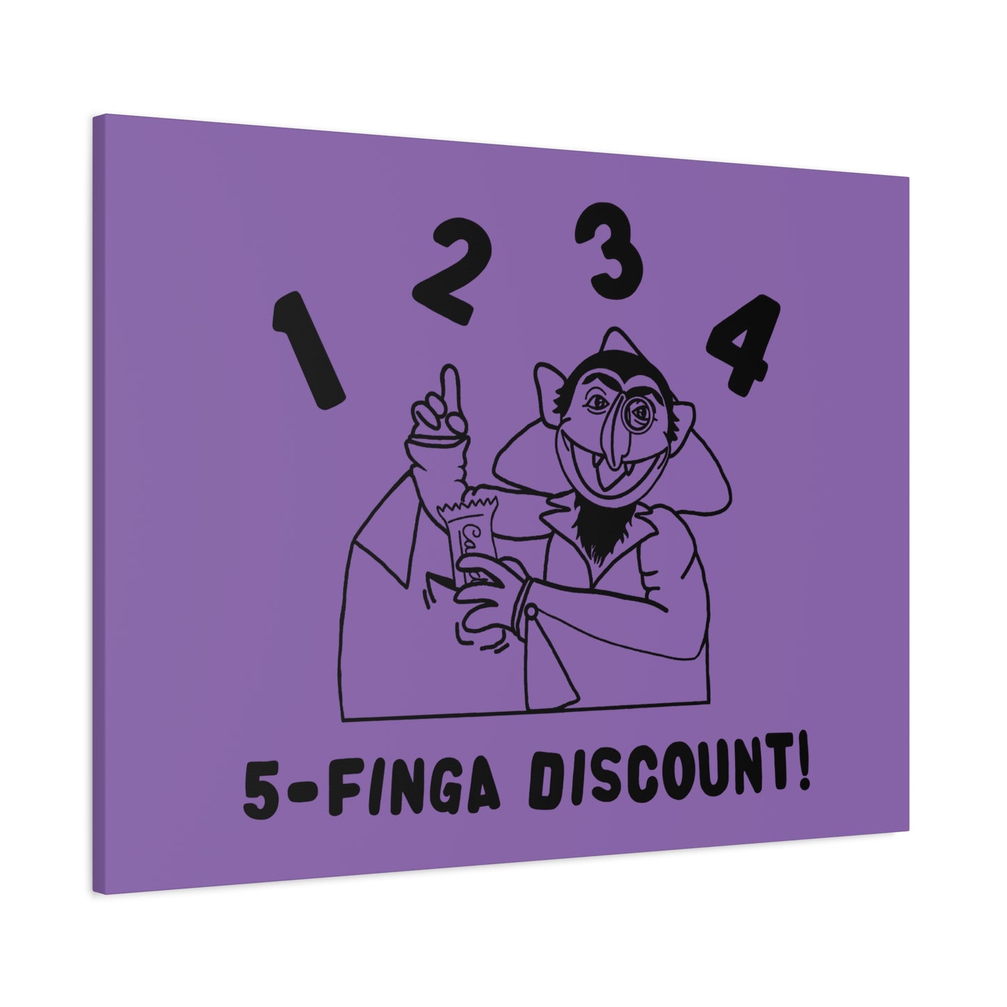 Five Finger Discount Outline Canvas Print Light Purple - Sesame Street The Count Parody Art Print