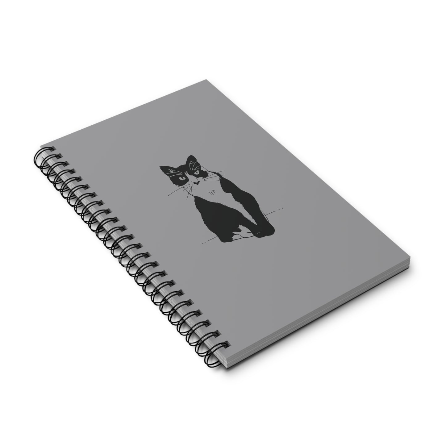 Cat Notebook in Grey (Transparent Style Cat) - Cat Spiral Notebook