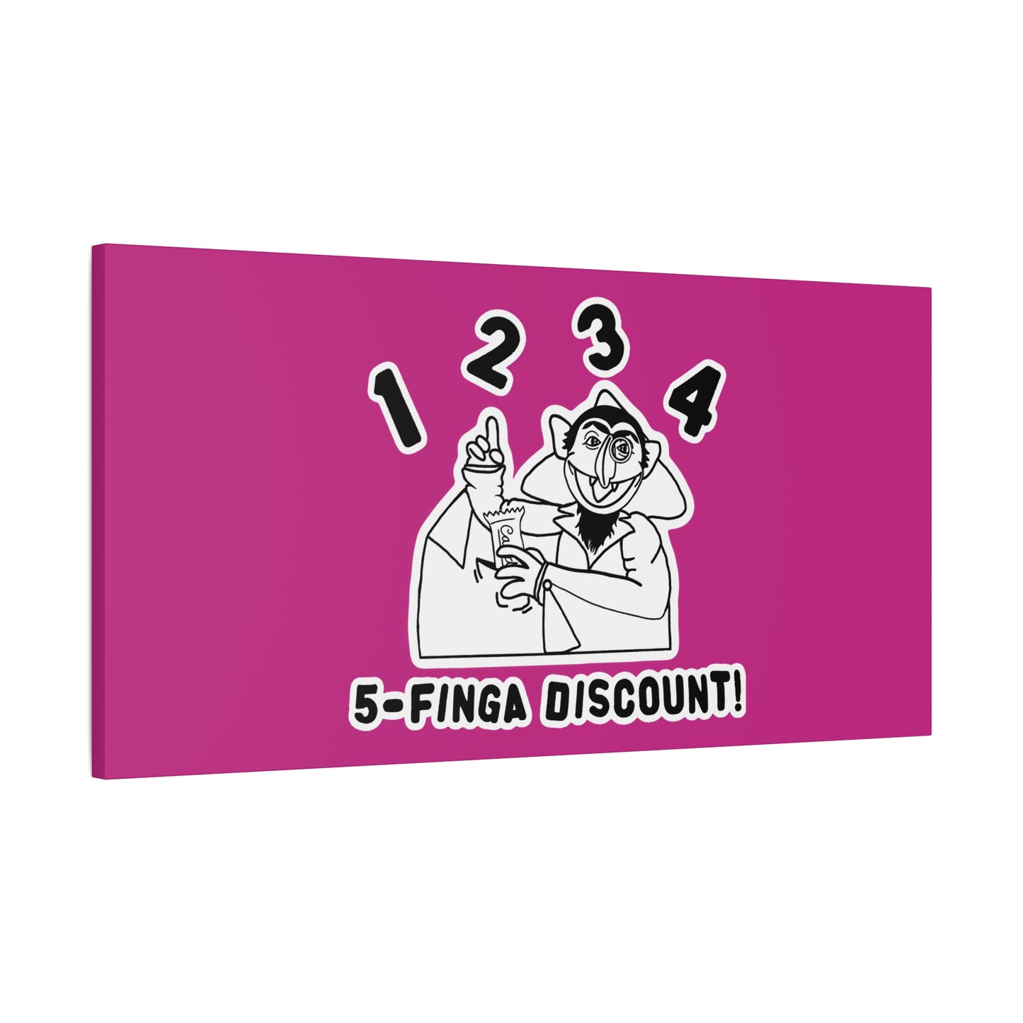 Five Finger Discount Outline Canvas Print Pink - Sesame Street The Count Parody Art Print