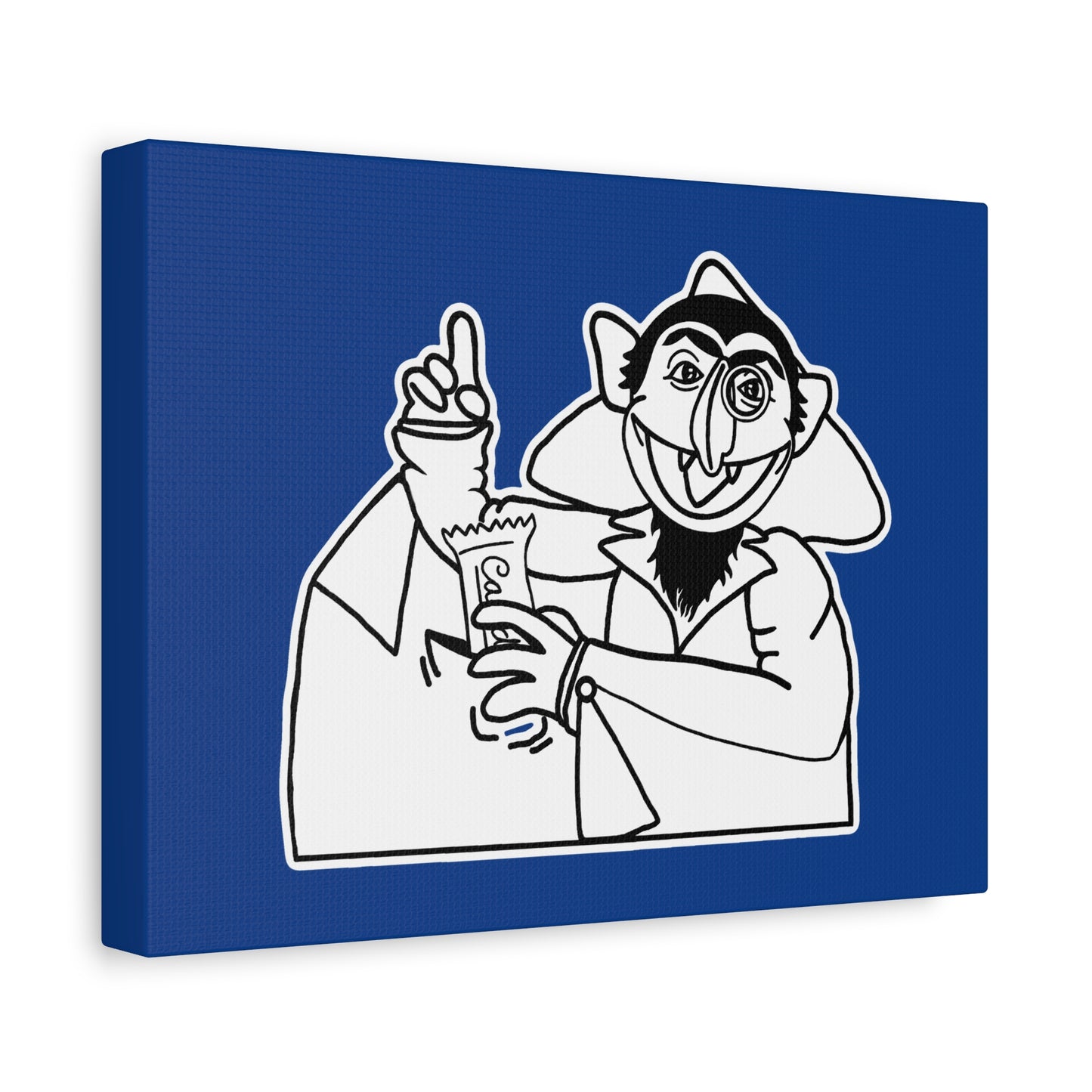 The Count Stealing Candy Outline Canvas Print Dark Blue - Sesame Street The Count Parody Art