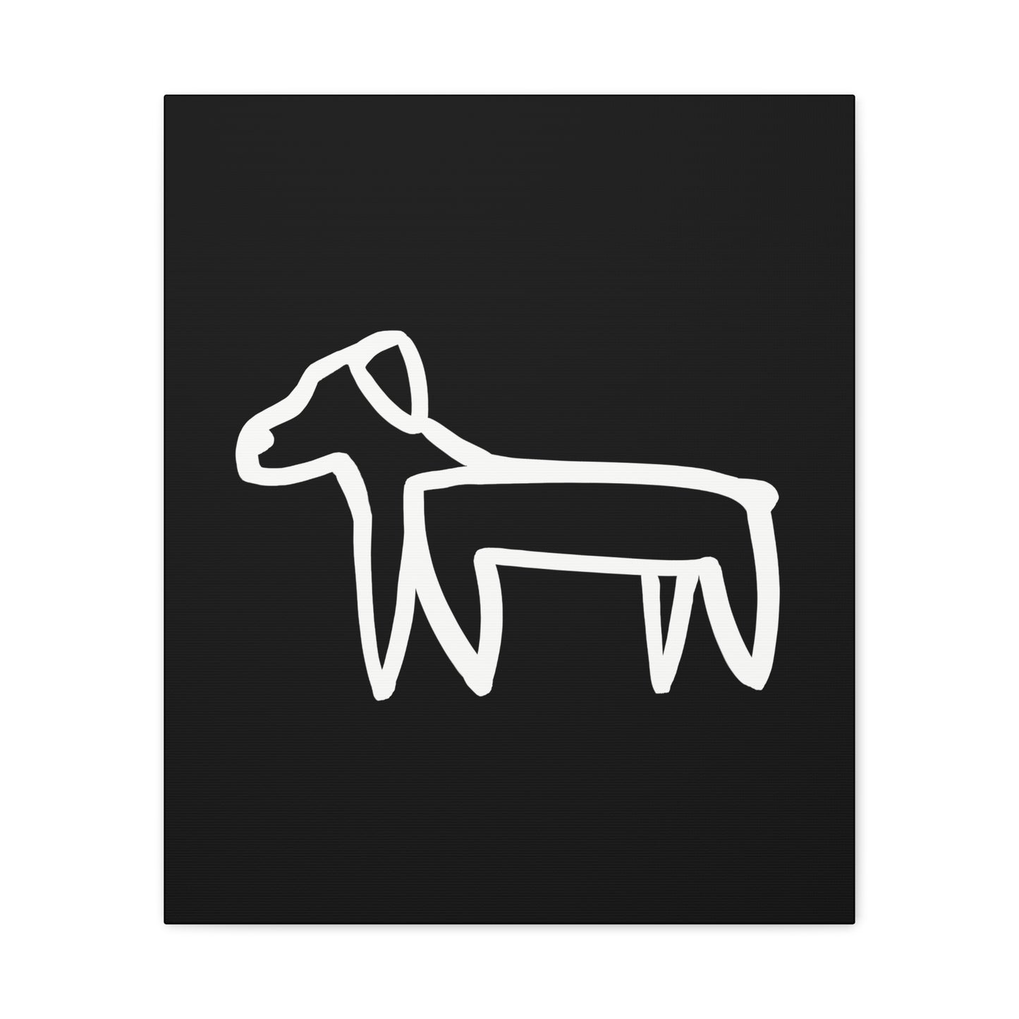 Dog Canvas Print on Black (Transparent Style White Dog) - Dog Art Print