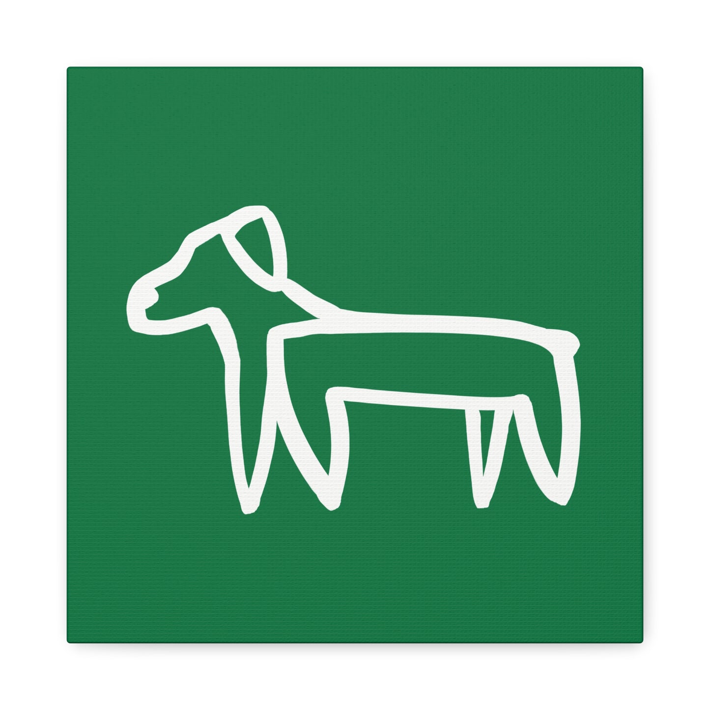 Dog Canvas Print on Green (Transparent Style White Dog) - Dog Art Print