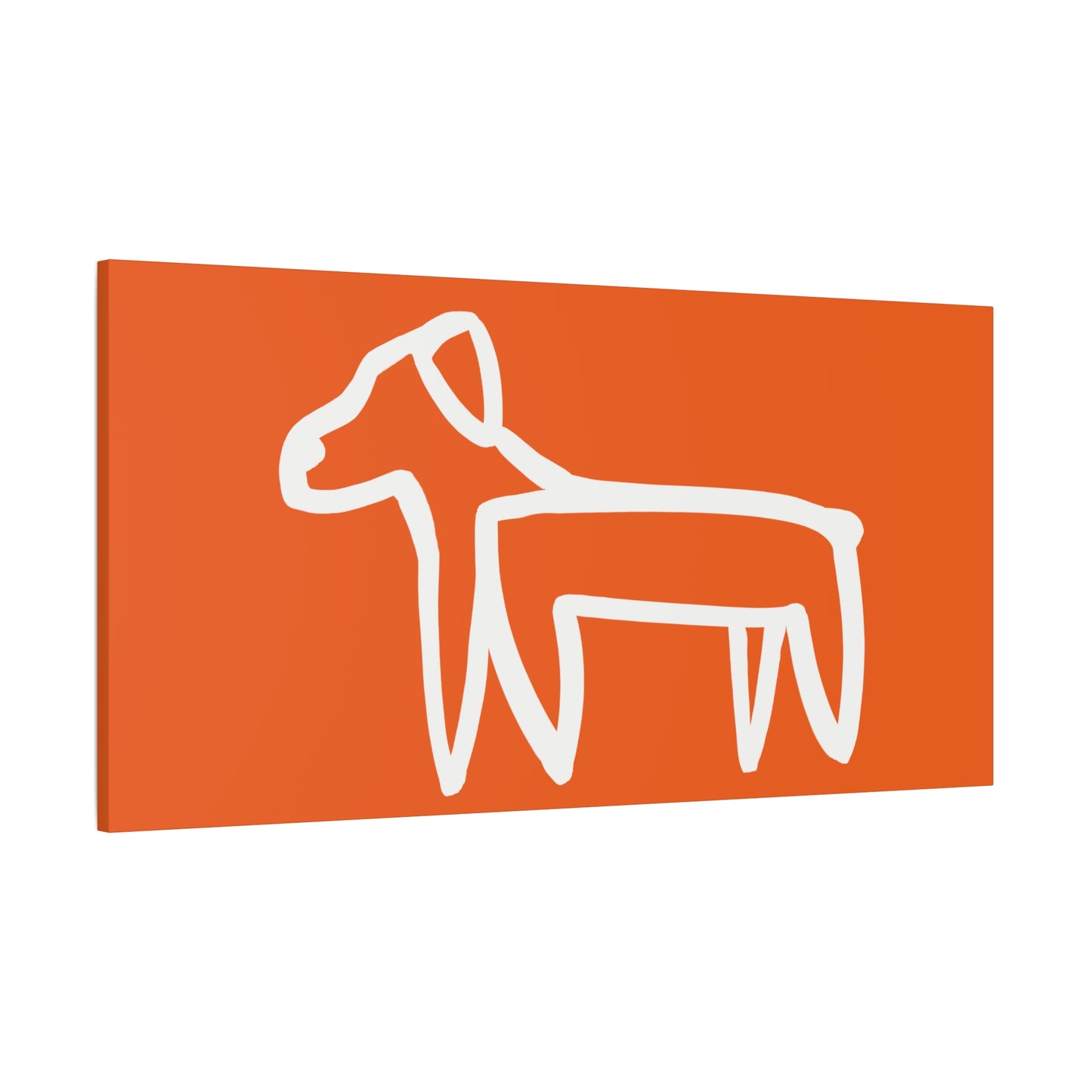 Dog Canvas Print on Orange (Transparent Style White Dog) - Dog Art Print