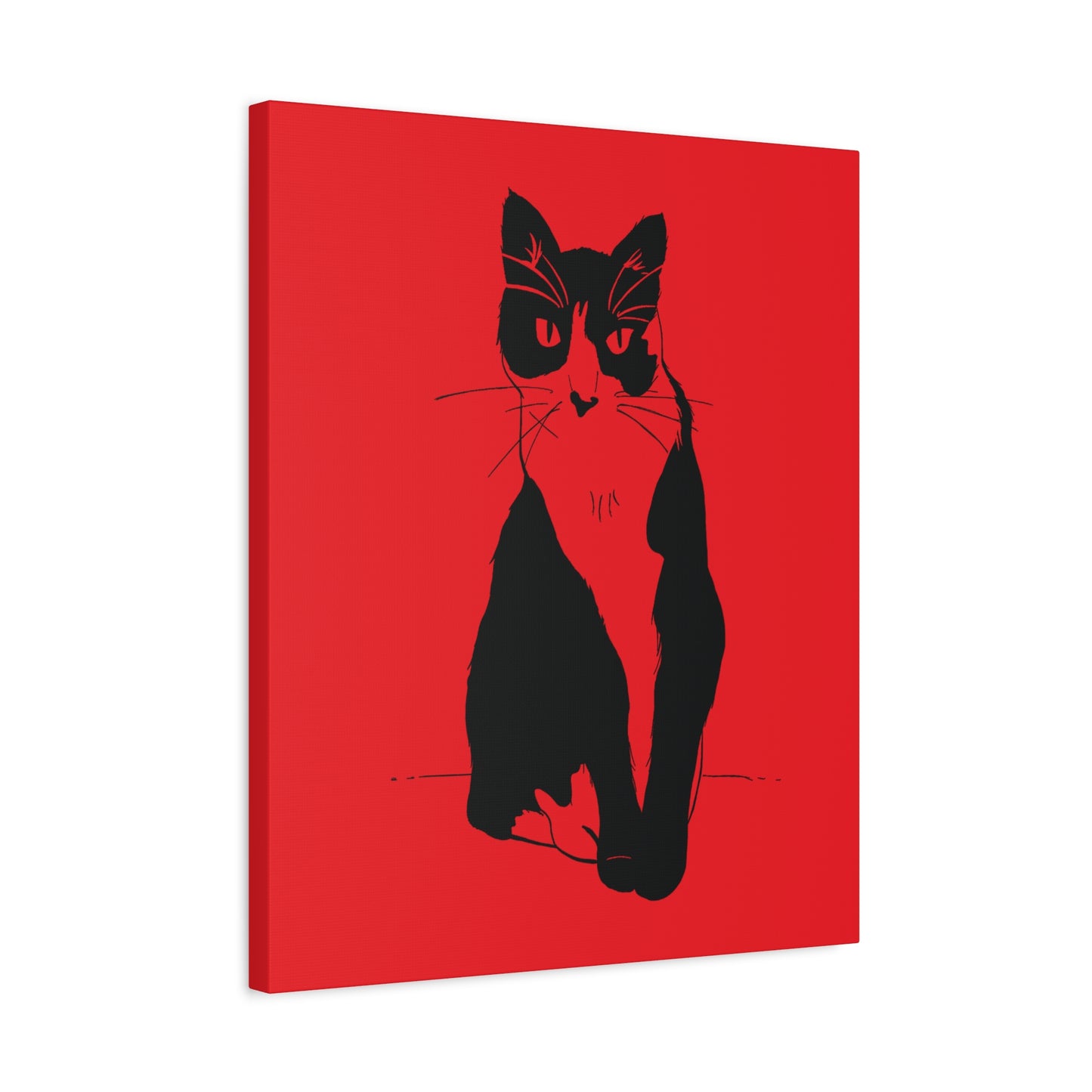 Cat Canvas Print on Red (Transparent Style Cat) - Cat Drawing Art