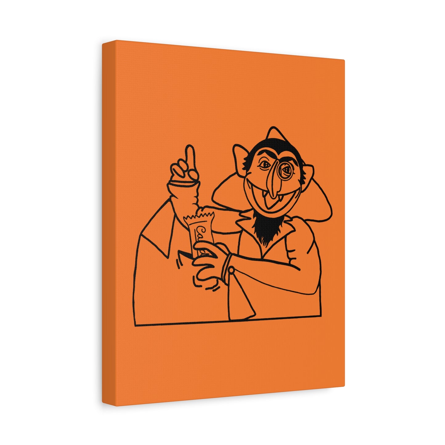 The Count Stealing Candy Outline Canvas Print Light Orange - Sesame Street The Count Parody Art