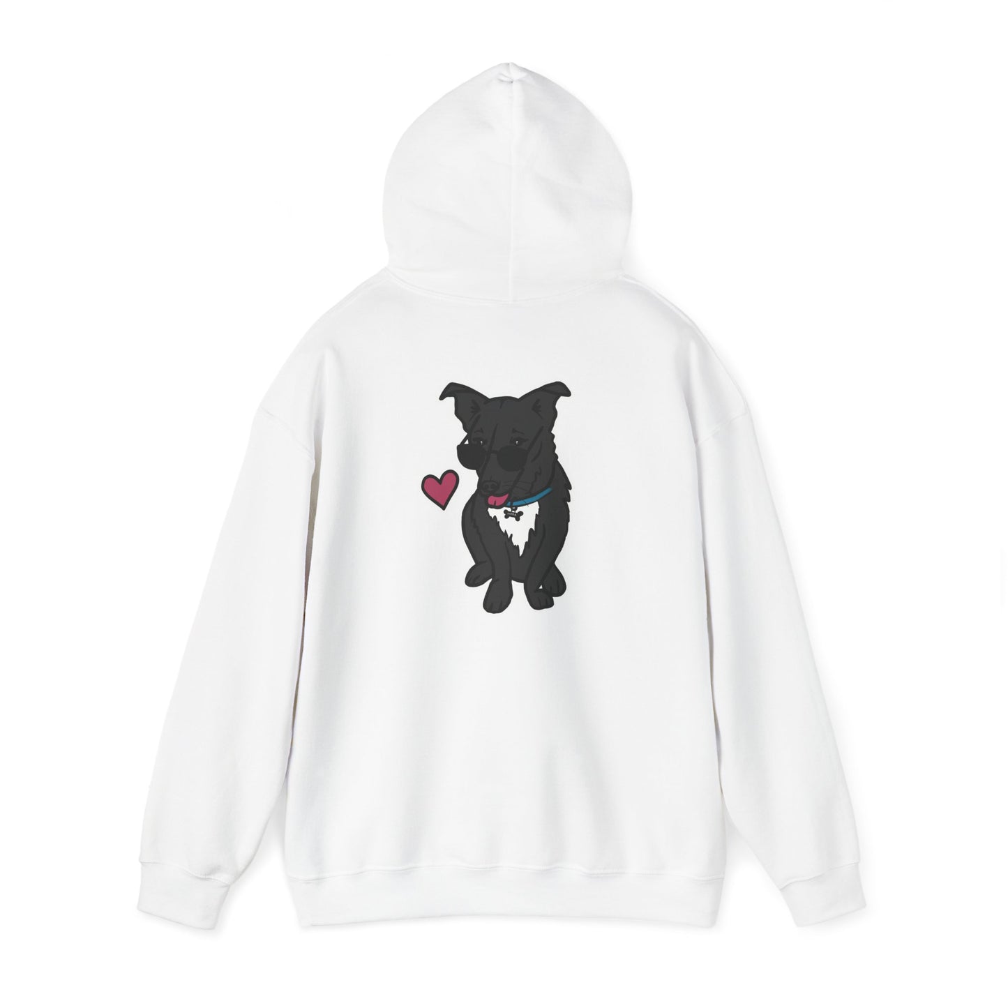 Nora the Dog Heart Hoodie Back Design (Sticker Style Nora) - Nora Hooded Sweatshirt