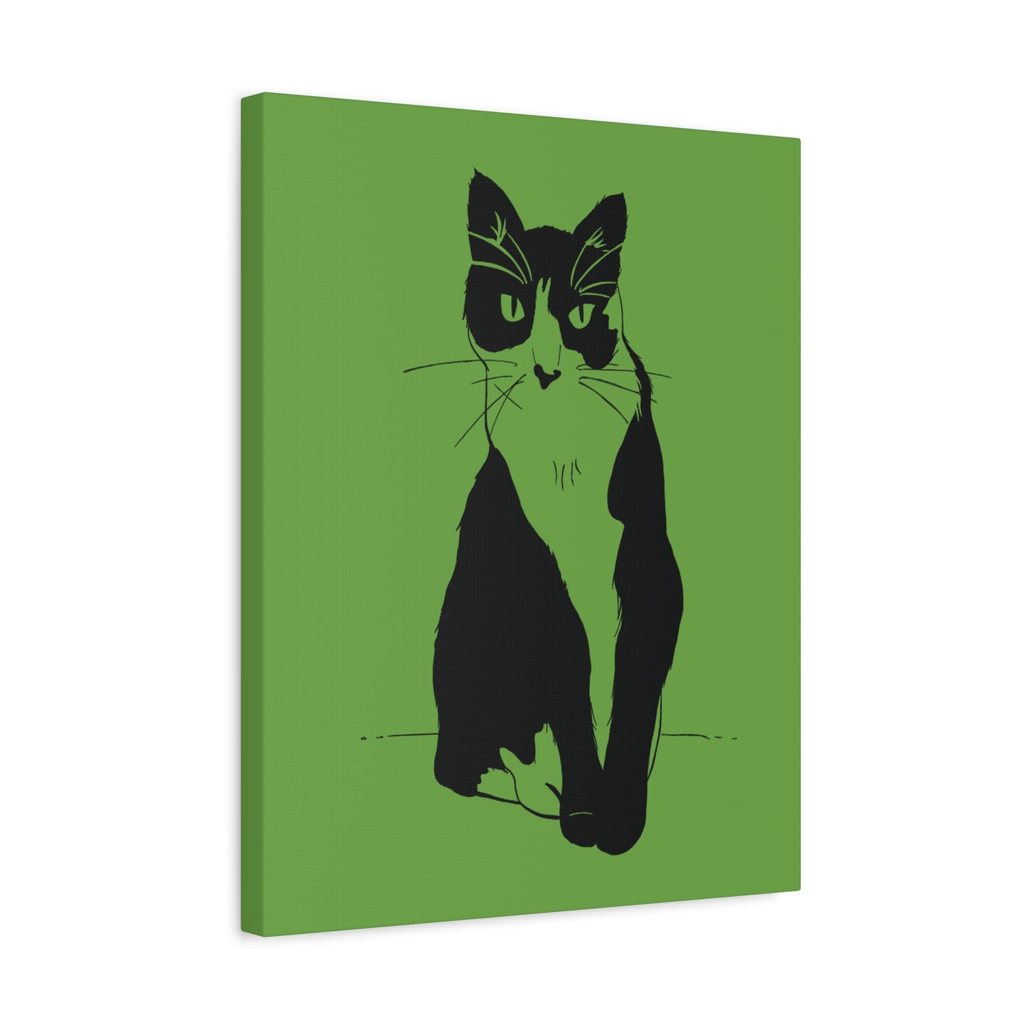 Cat Canvas Print on Green (Transparent Style Cat) - Cat Drawing Art