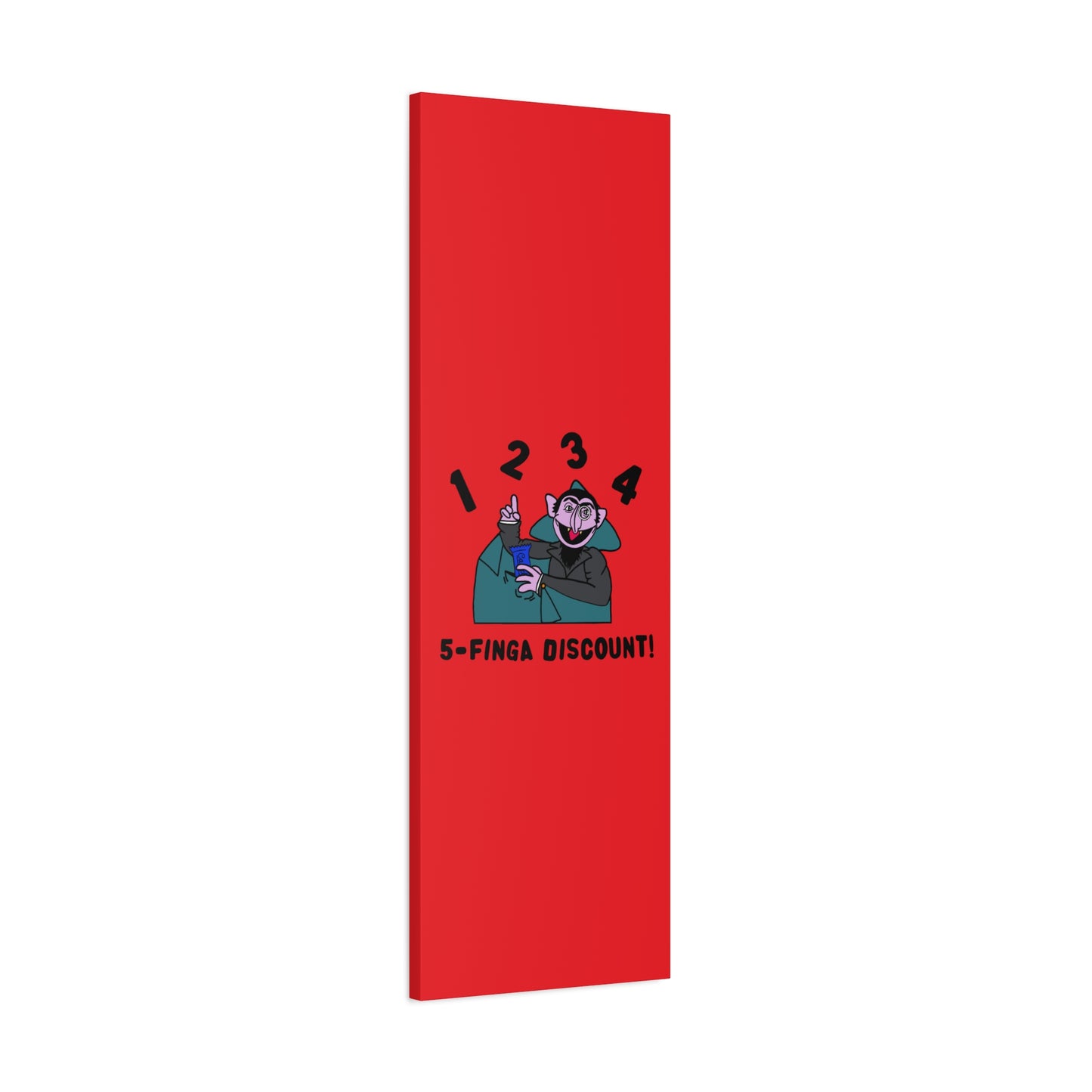 Five Finger Discount Canvas Print Red - Sesame Street The Count Parody Art Print