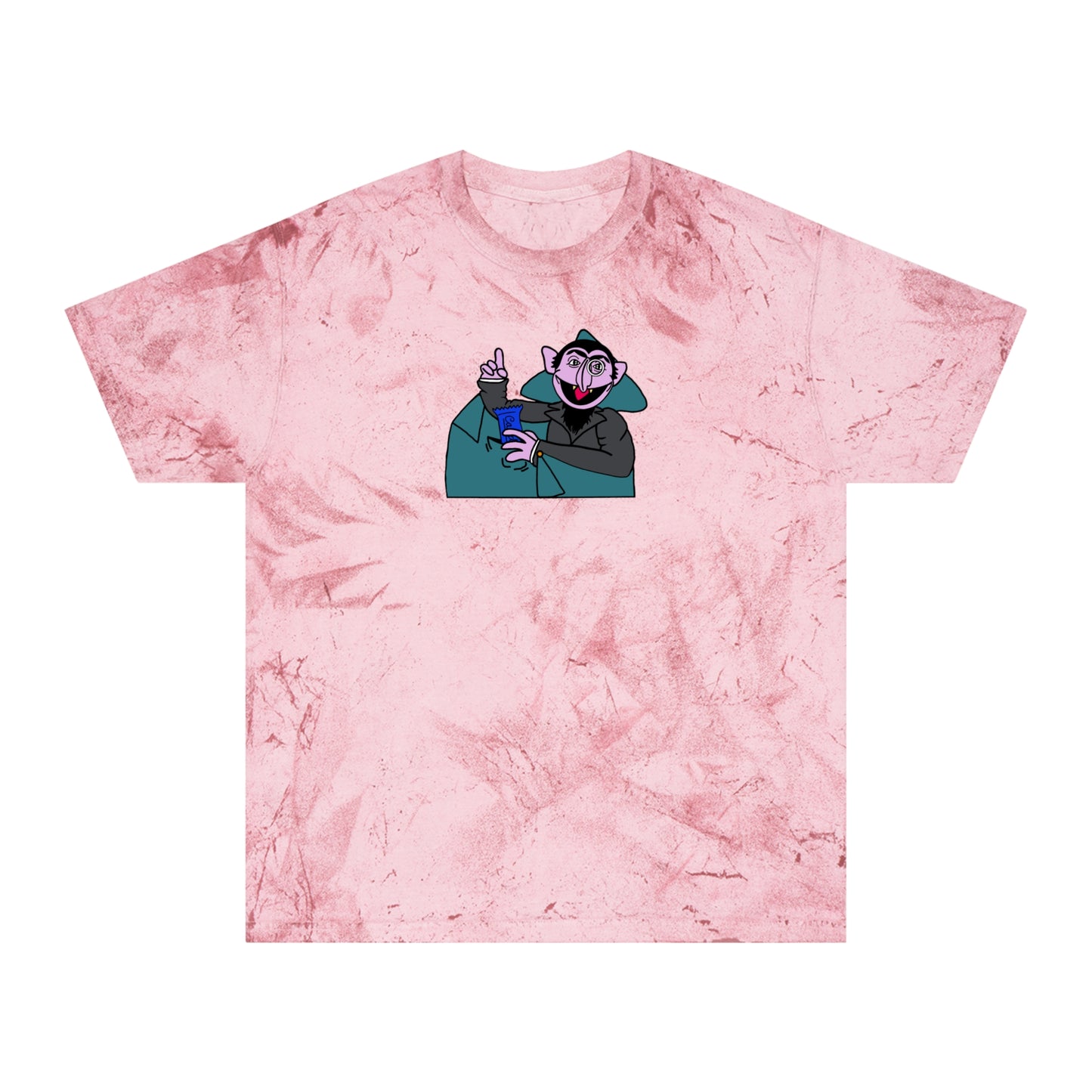 The Count Stealing Candy Color Blast Tee - Sesame Street The Count Parody Shirt