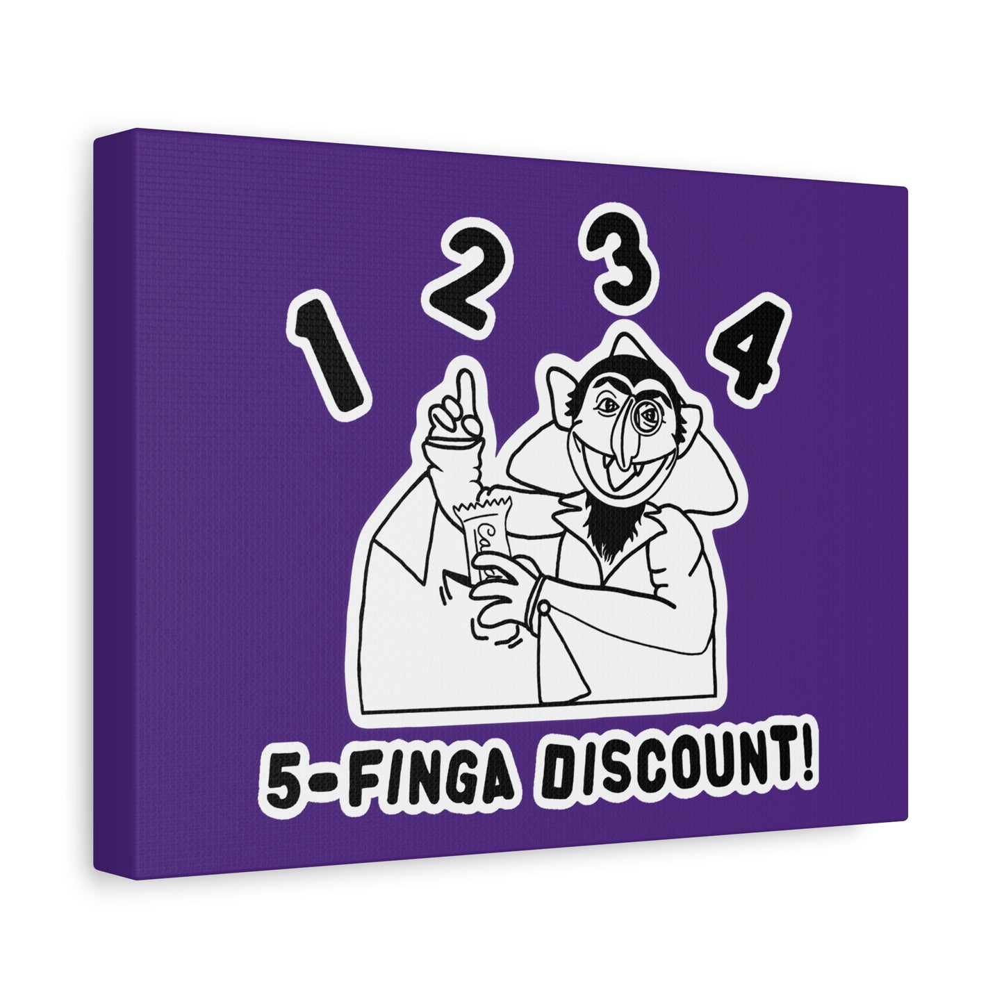 Five Finger Discount Outline Canvas Print Purple - Sesame Street The Count Parody Art Print