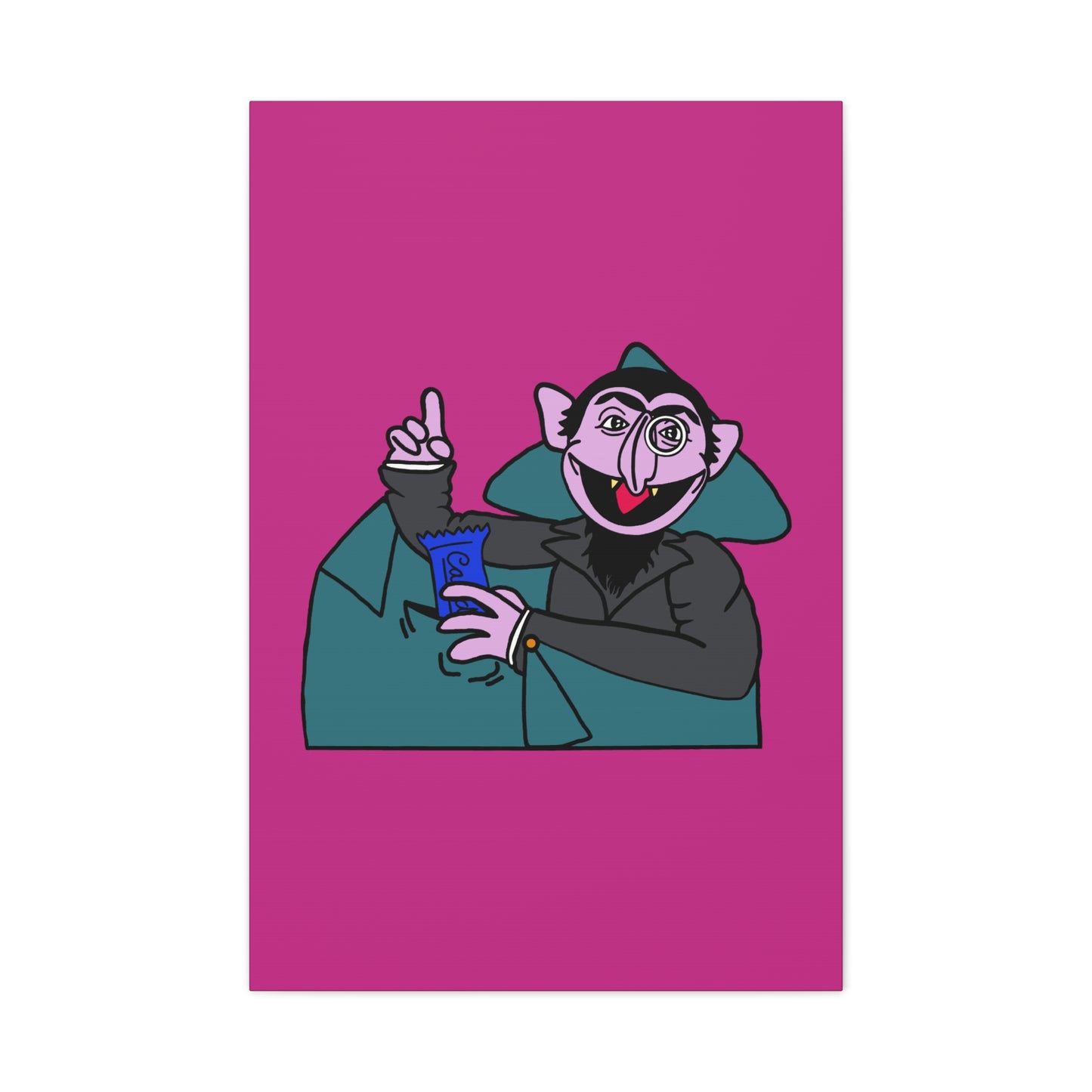 The Count Stealing Candy Canvas Print Pink - Sesame Street The Count Parody Art