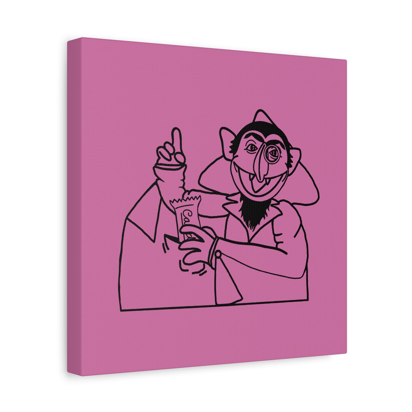 The Count Stealing Candy Outline Canvas Print Light Pink - Sesame Street The Count Parody Art