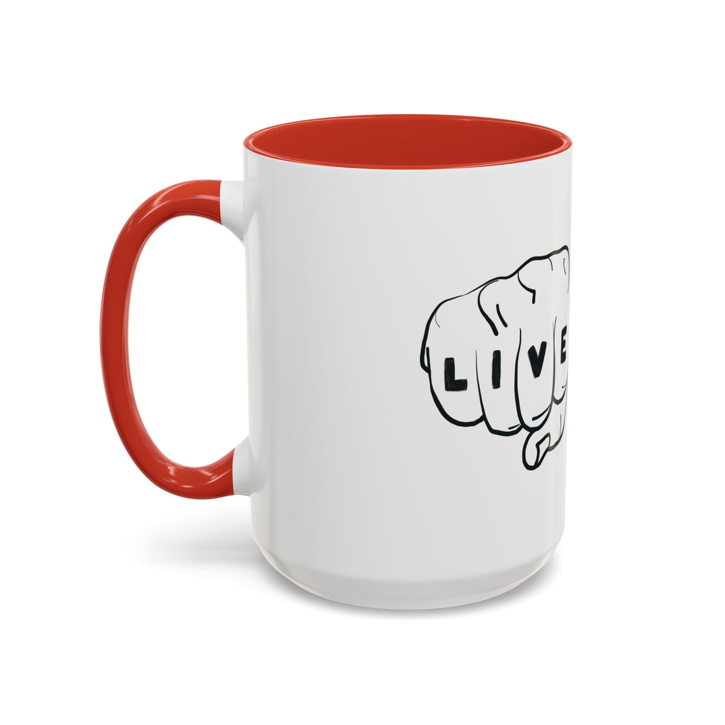 Live Loud Knuckle Tats Tattooed Fists Accent Mug