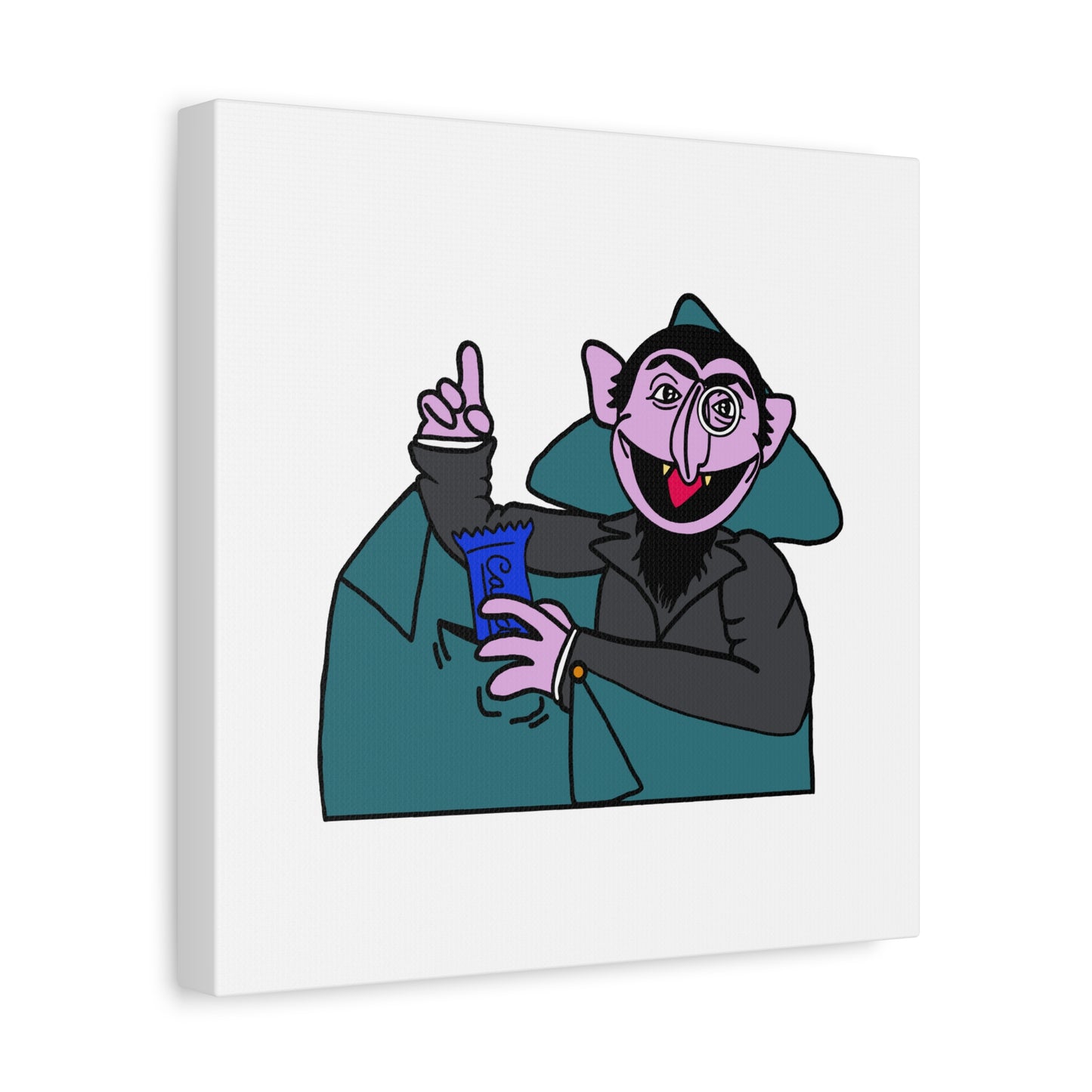 The Count Stealing Candy Canvas Print White - Sesame Street The Count Parody Art