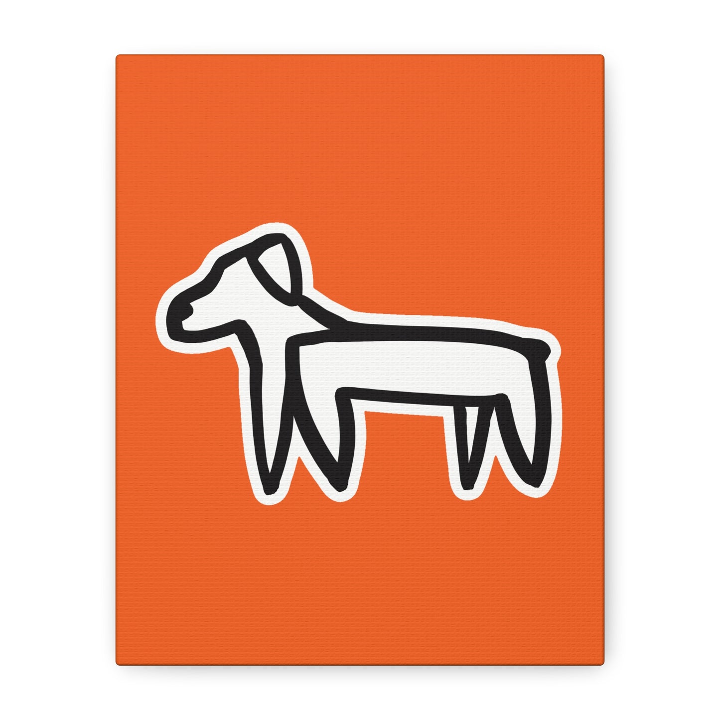 Dog Canvas Print on Orange (Sticker Style White Dog) - Dog Art Print