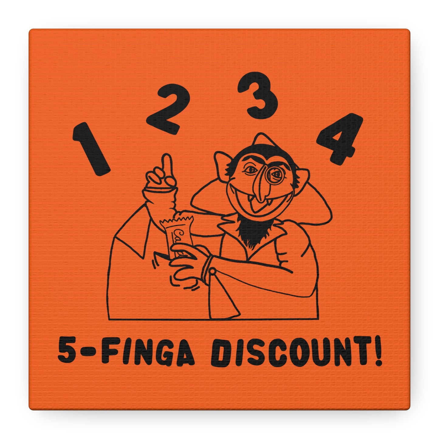 Five Finger Discount Outline Canvas Print Orange - Sesame Street The Count Parody Art Print