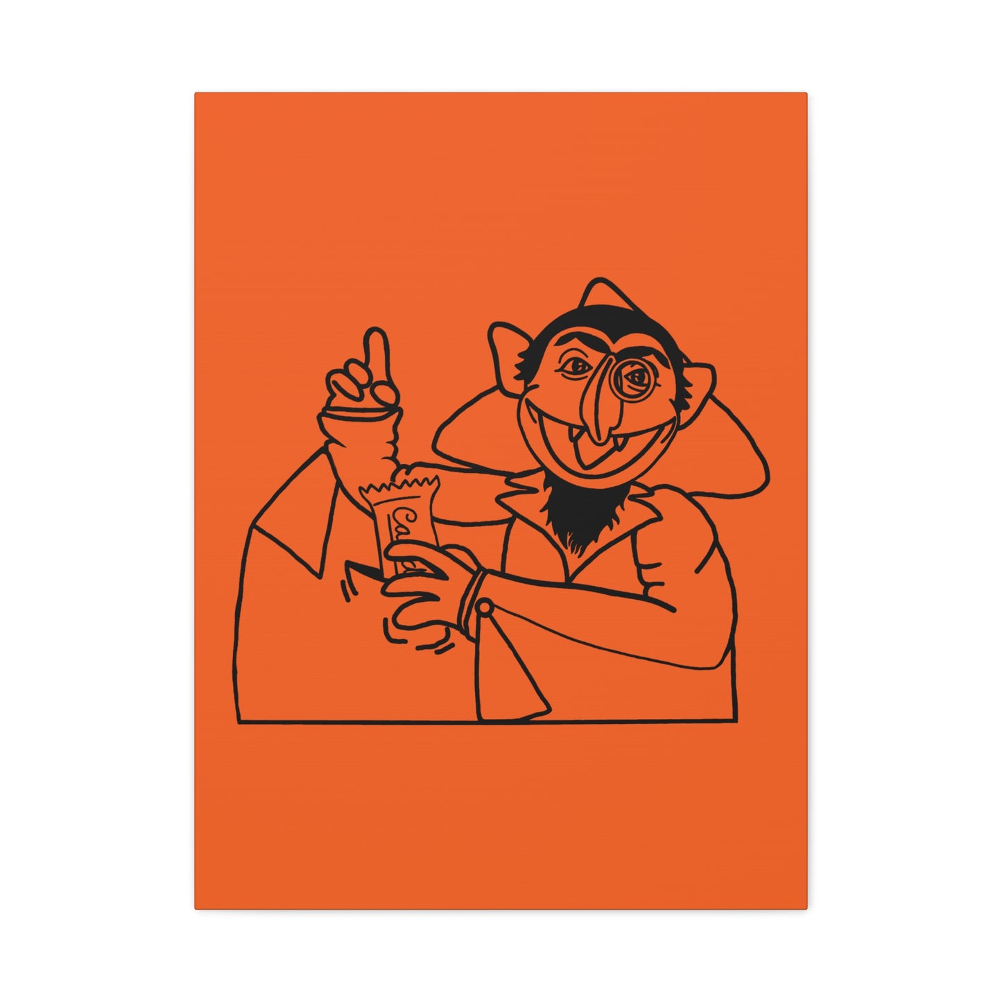 The Count Stealing Candy Outline Canvas Print Orange - Sesame Street The Count Parody Art Print