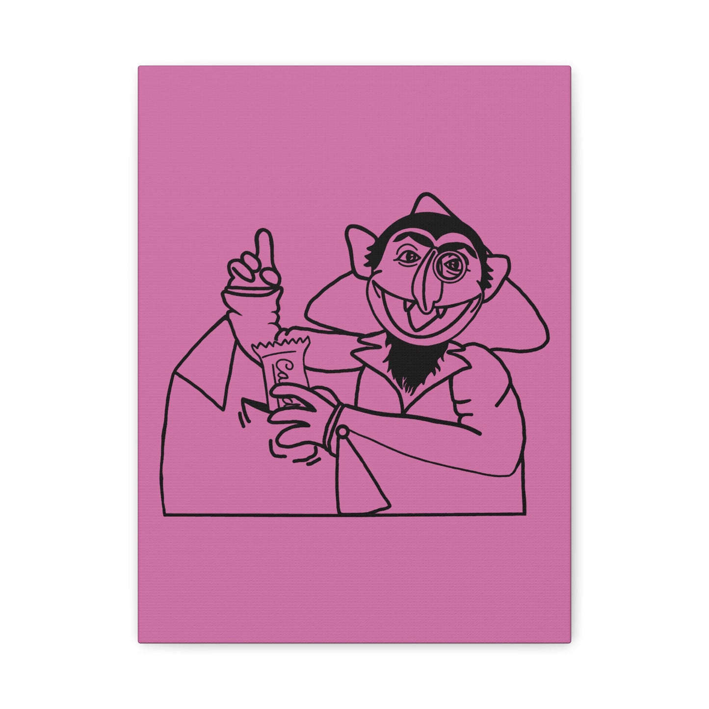 The Count Stealing Candy Outline Canvas Print Light Pink - Sesame Street The Count Parody Art