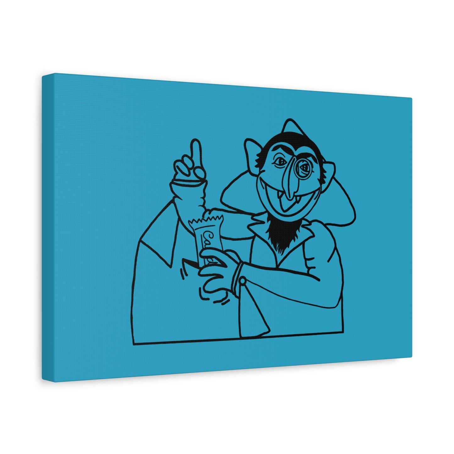 The Count Stealing Candy Outline Canvas Print Turquoise - Sesame Street The Count Art Print