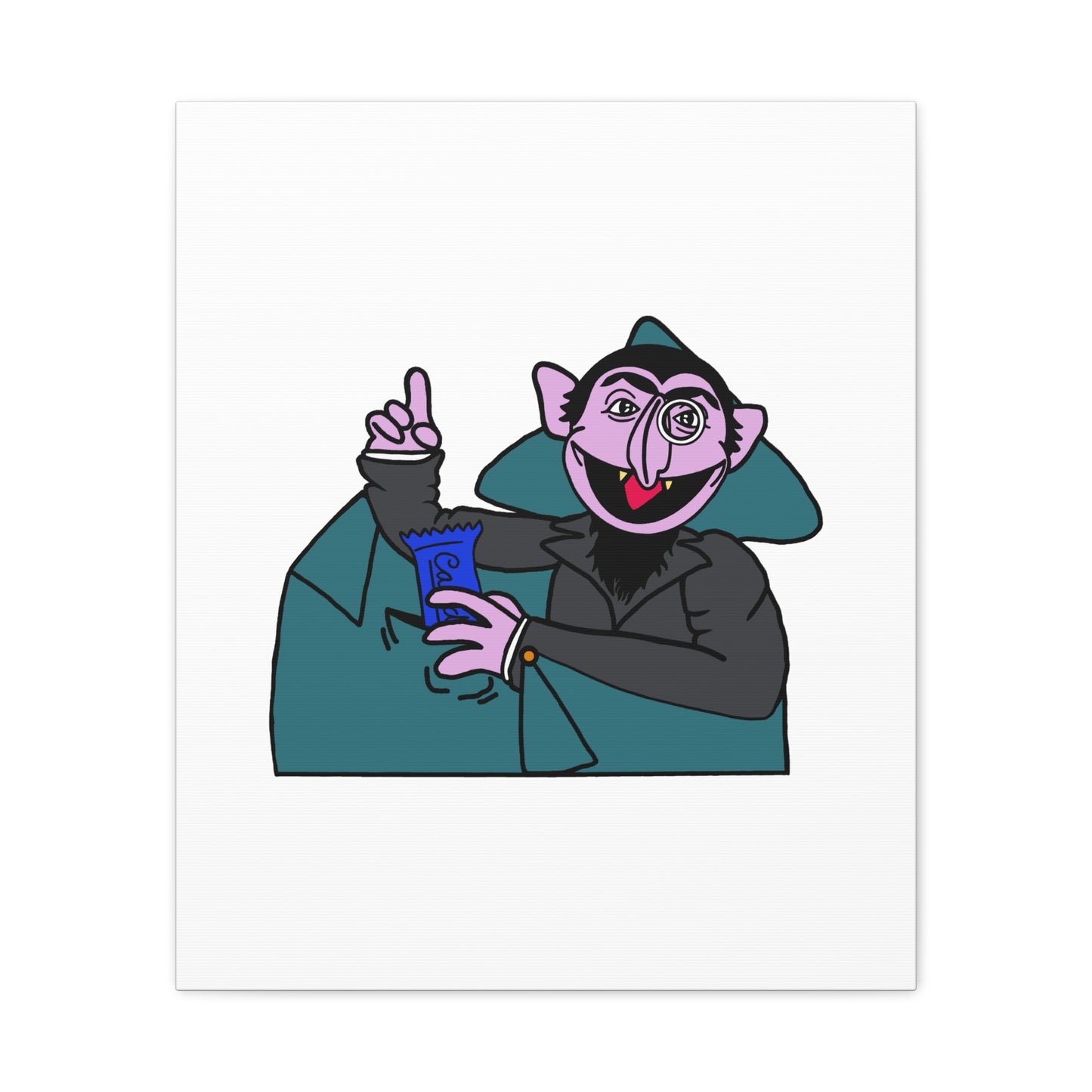 The Count Stealing Candy Canvas Print White - Sesame Street The Count Parody Art