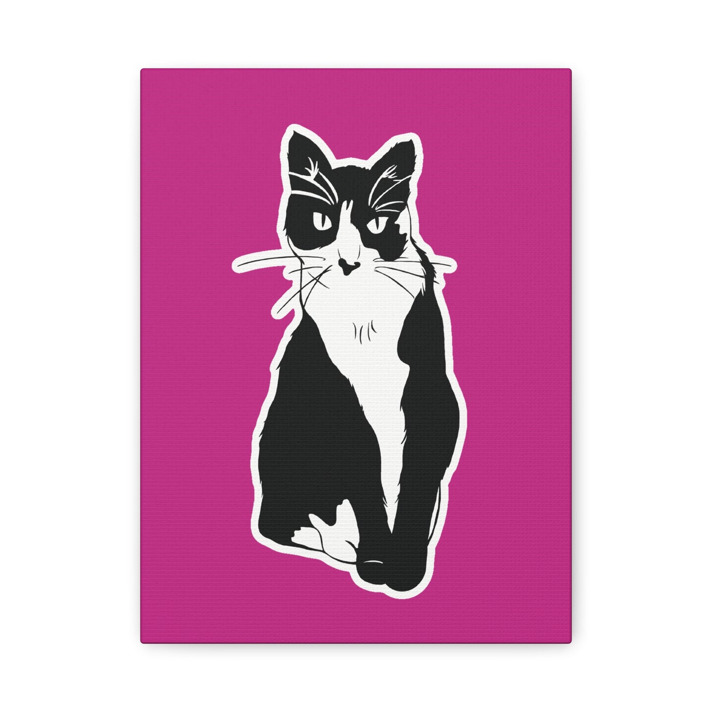Cat Canvas on Pink (Sticker Style Cat) - Cat Drawing Art