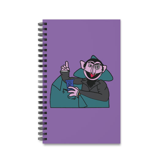 The Count Stealing Candy Notebook Light Purple - Sesame Street The Count Parody Spiral Notebook