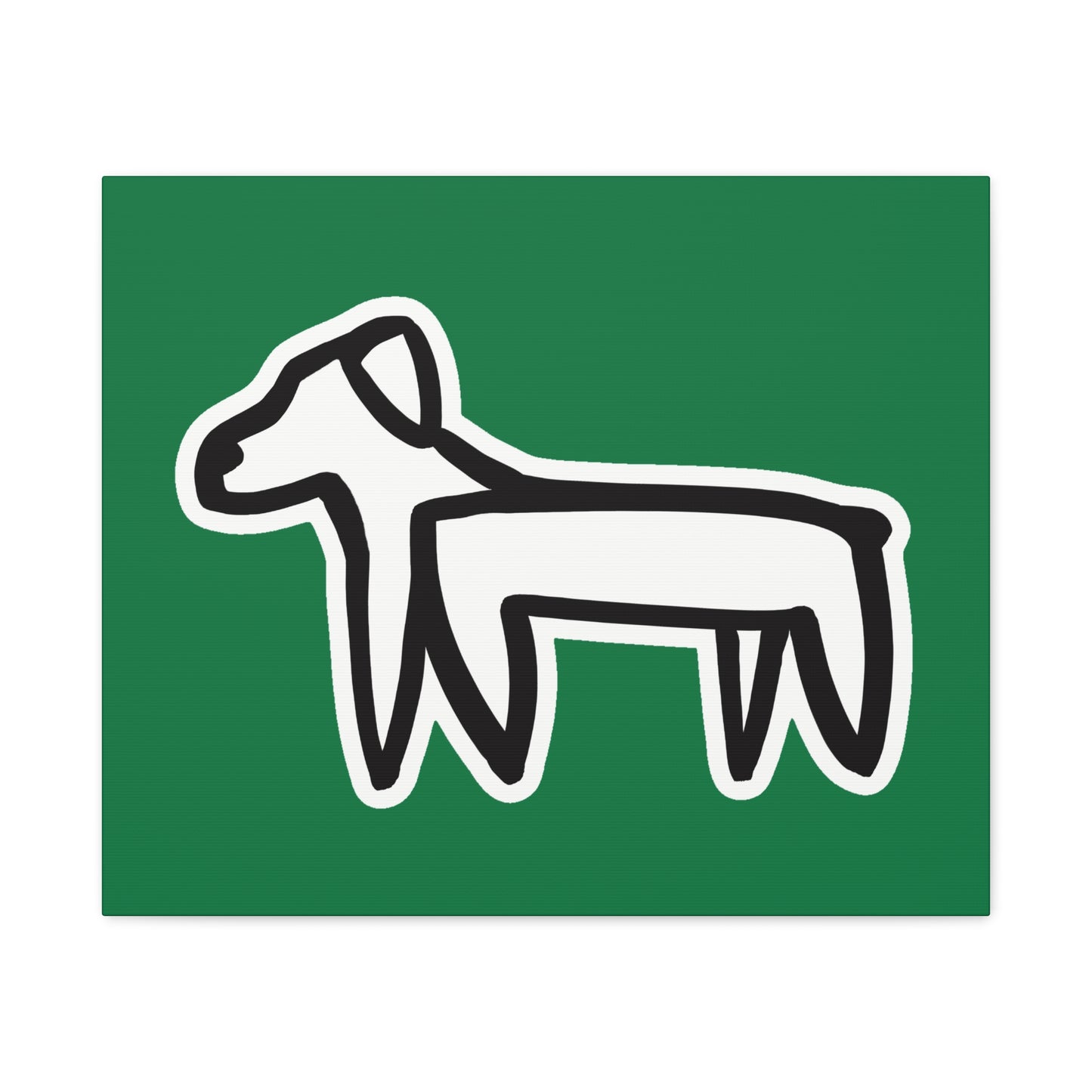 Dog Canvas Print on Green (Sticker Style White Dog) - Dog Art Print