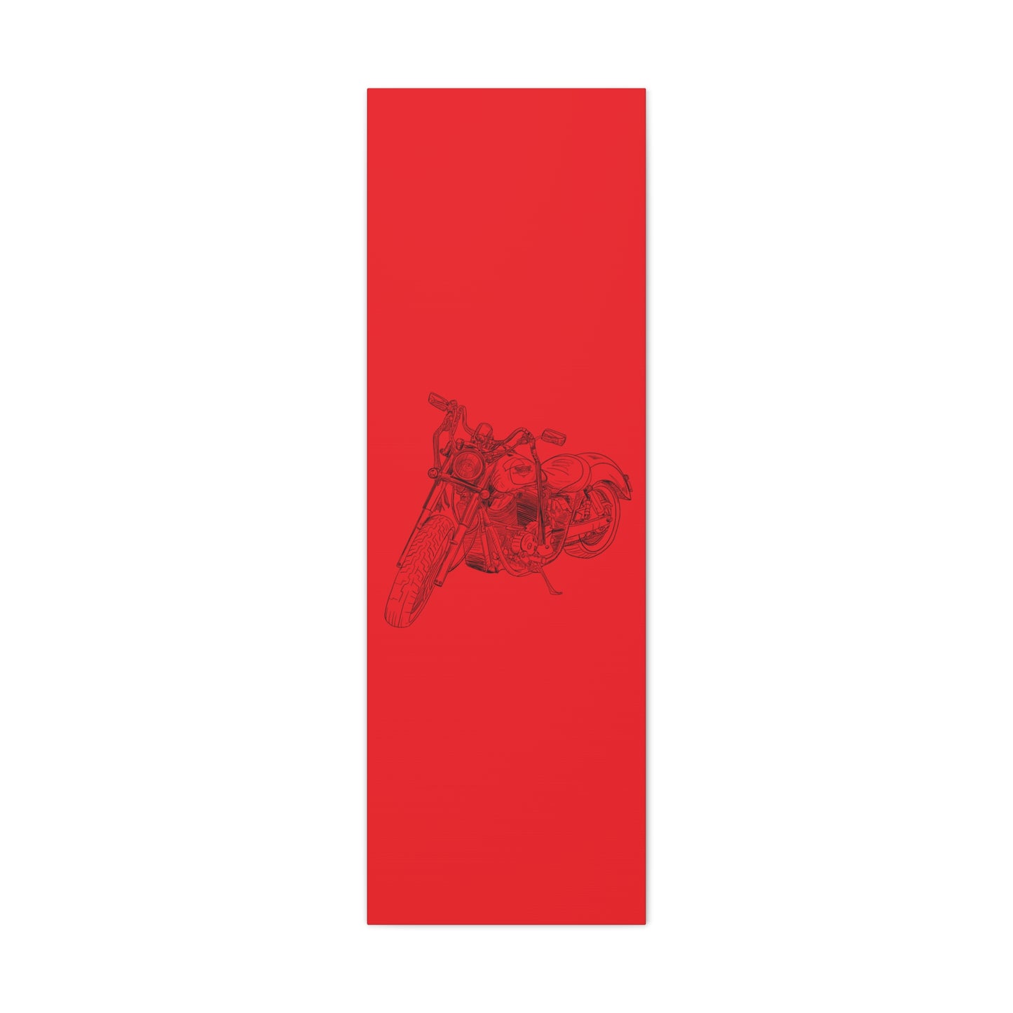 Ride Me Harley Motorcycle Sketch Canvas Print - Black Ink on Red Background