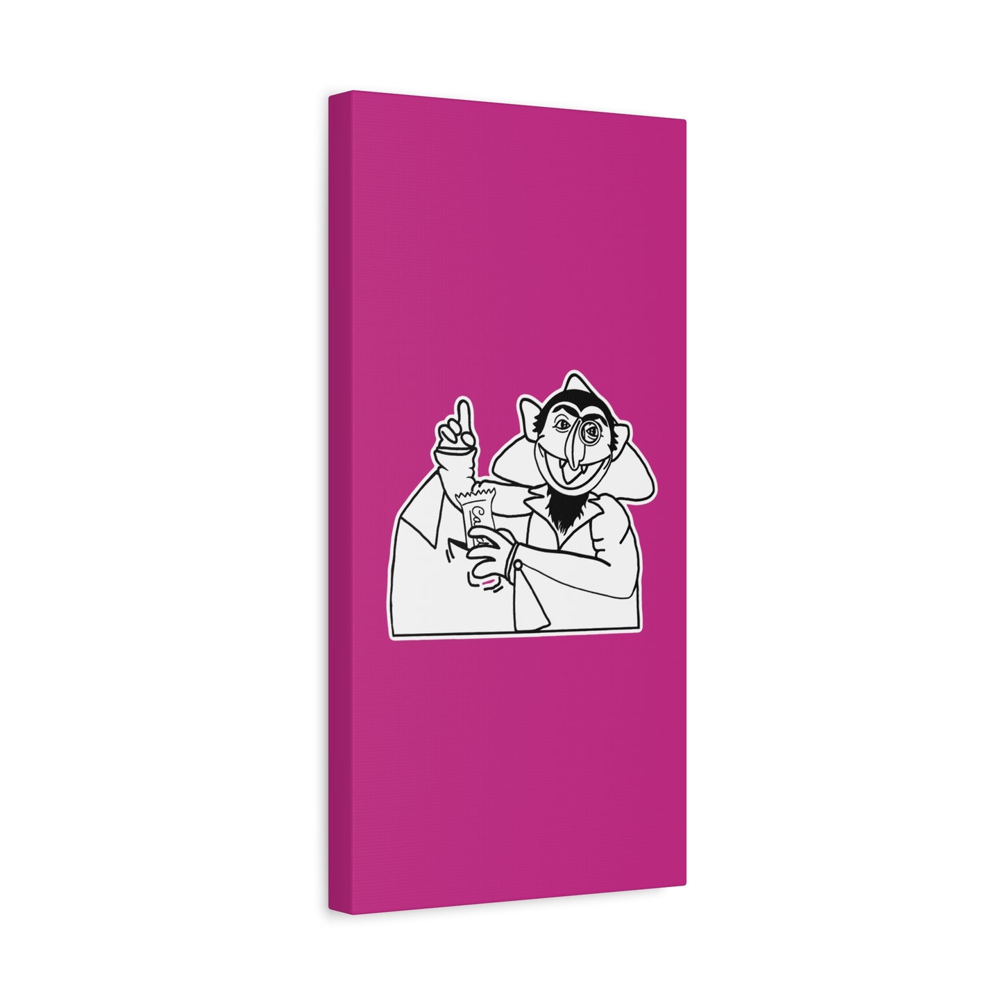 The Count Stealing Candy Outline Canvas Print Pink - Sesame Street The Count Parody Art