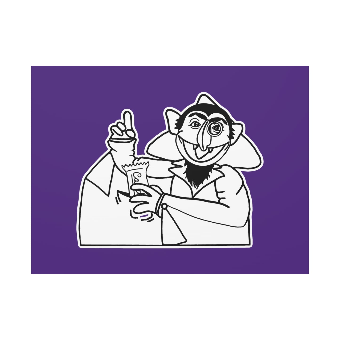 The Count Stealing Candy Outline Canvas Print Purple - Sesame Street The Count Parody Art