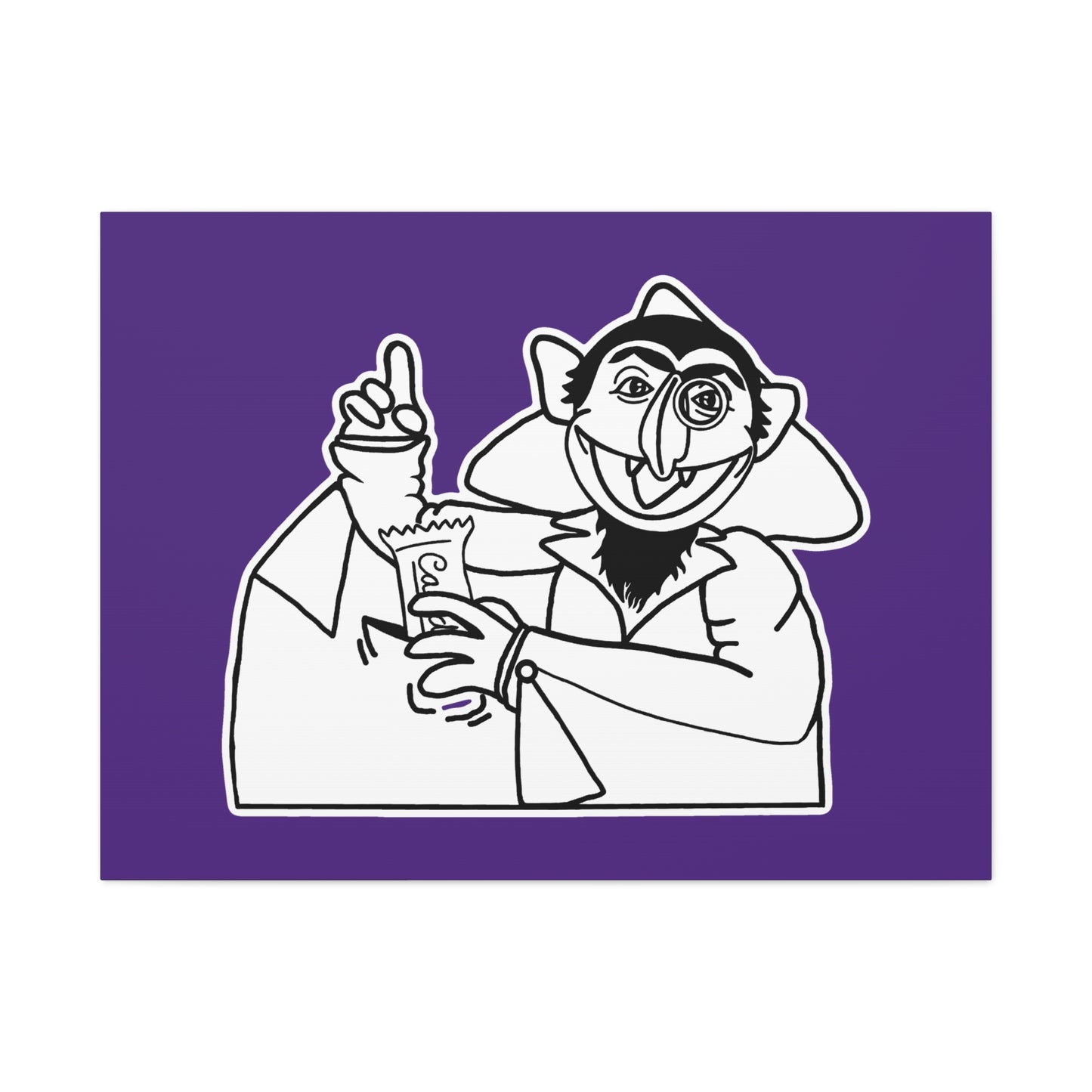 The Count Stealing Candy Outline Canvas Print Purple - Sesame Street The Count Parody Art