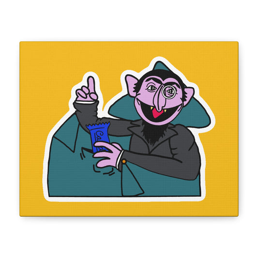 The Count Stealing Candy Canvas Print Yellow - Sesame Street The Count Parody Art