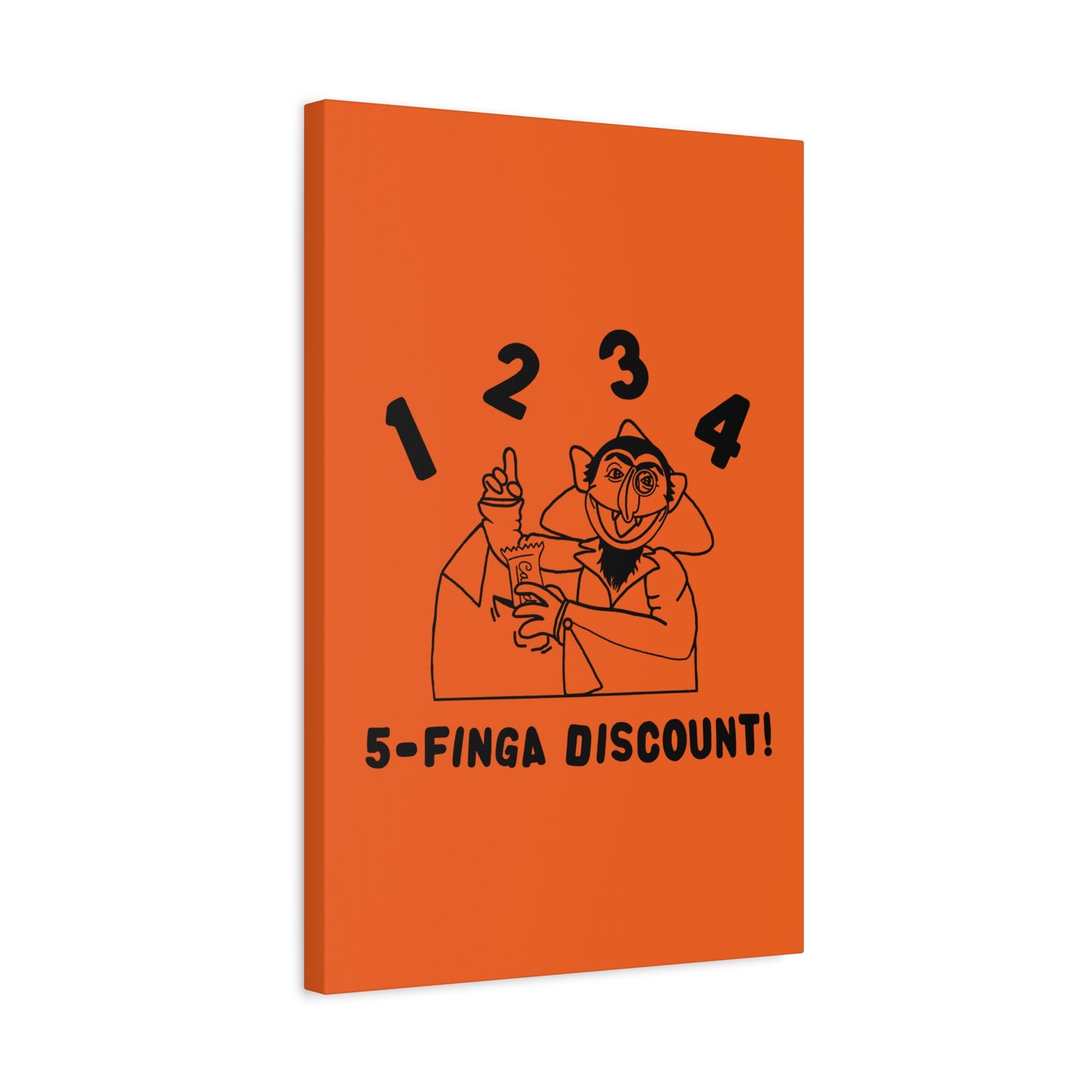 Five Finger Discount Outline Canvas Print Orange - Sesame Street The Count Parody Art Print