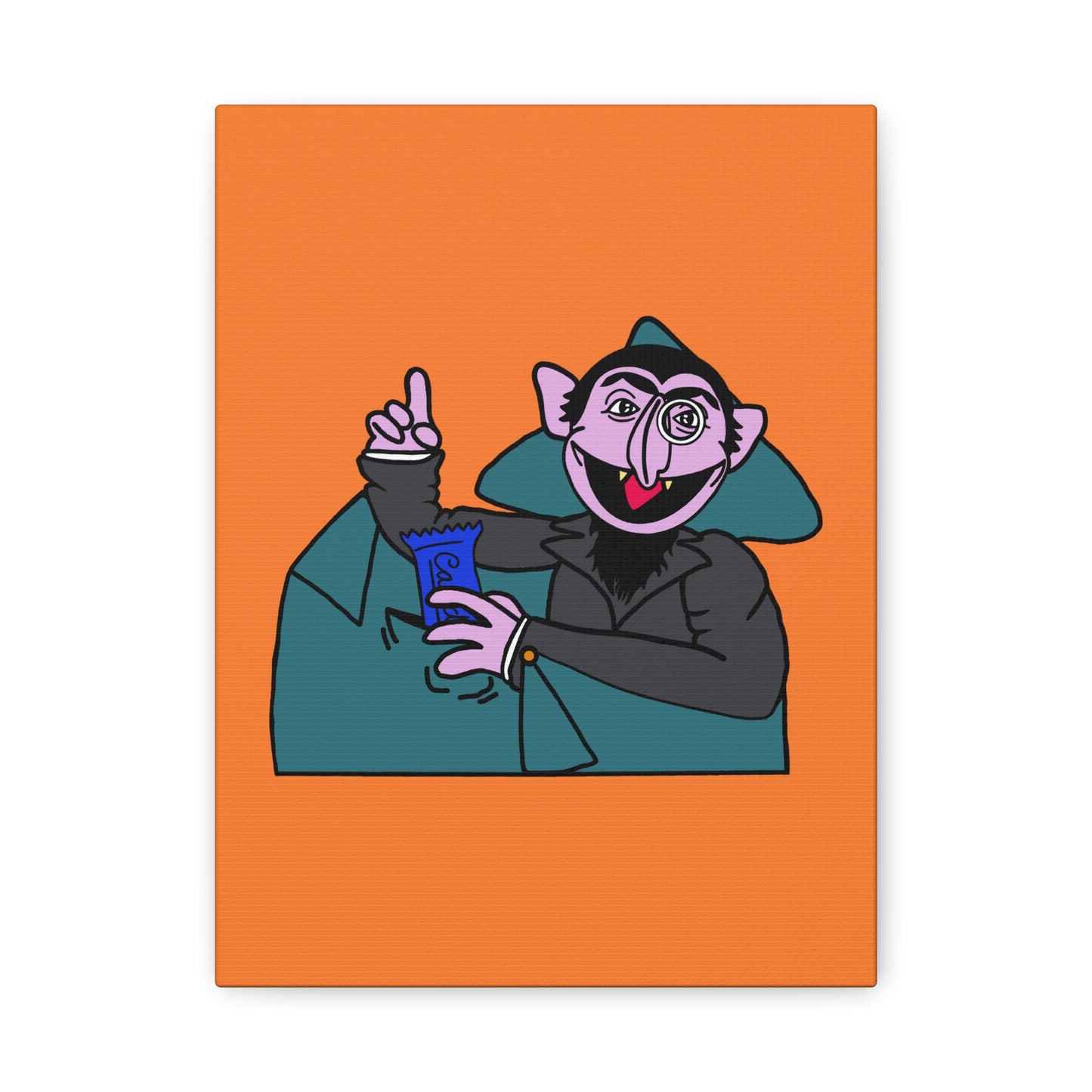 The Count Stealing Candy Canvas Print Orange - Sesame Street The Count Parody Art