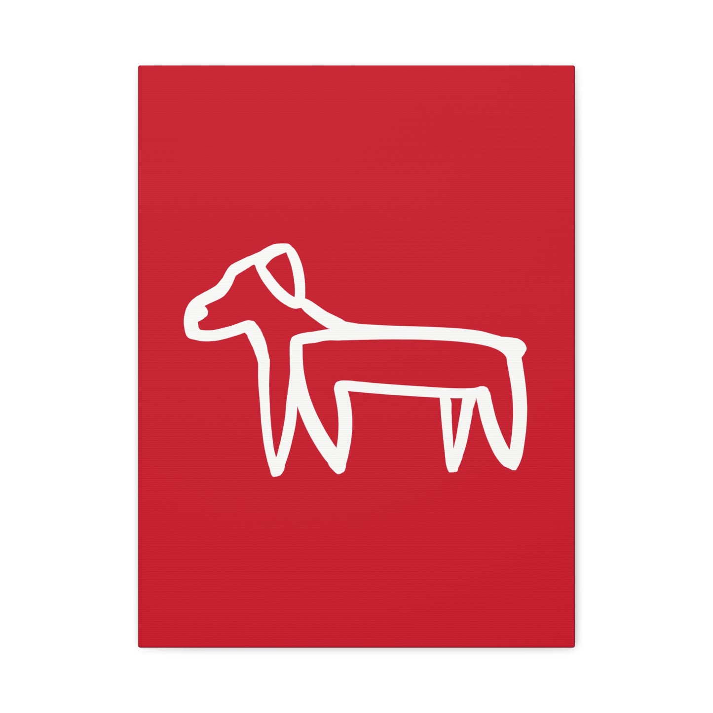 Dog Canvas Print on Red (Transparent Style White Dog) - Dog Art Print