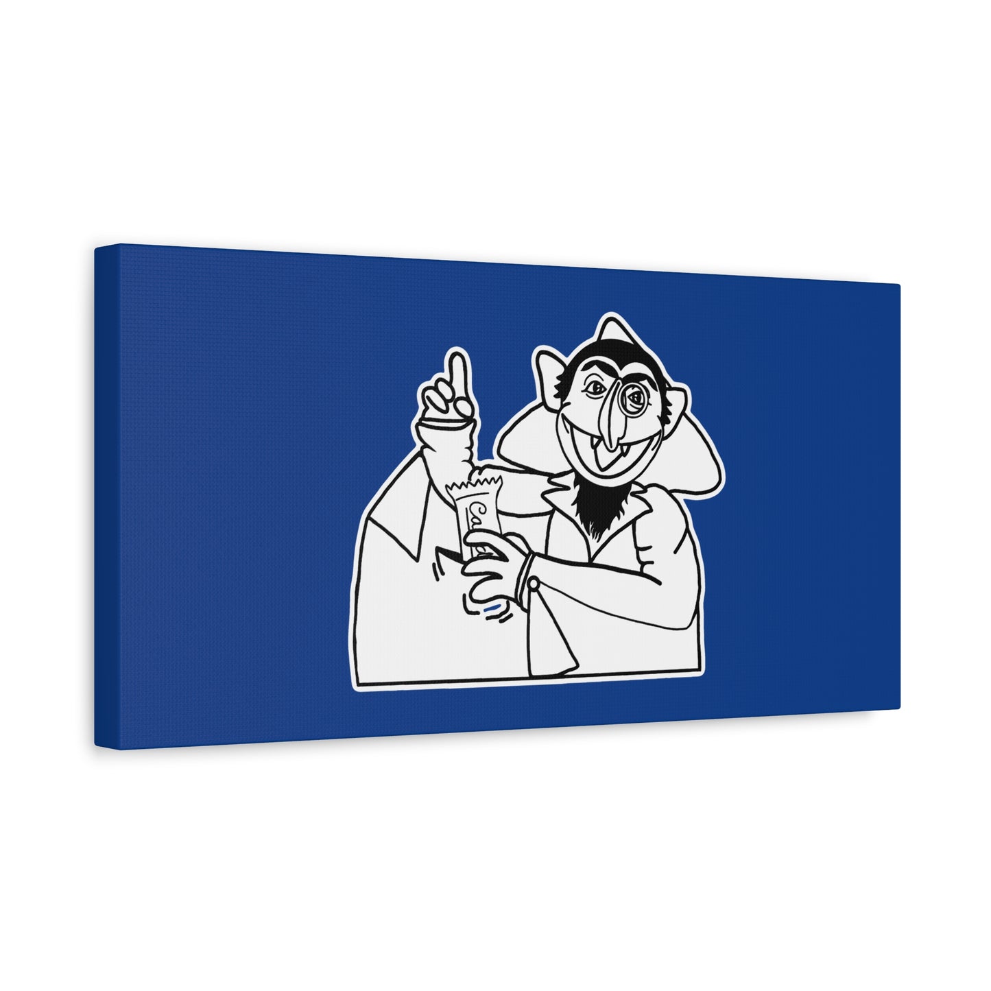 The Count Stealing Candy Outline Canvas Print Dark Blue - Sesame Street The Count Parody Art