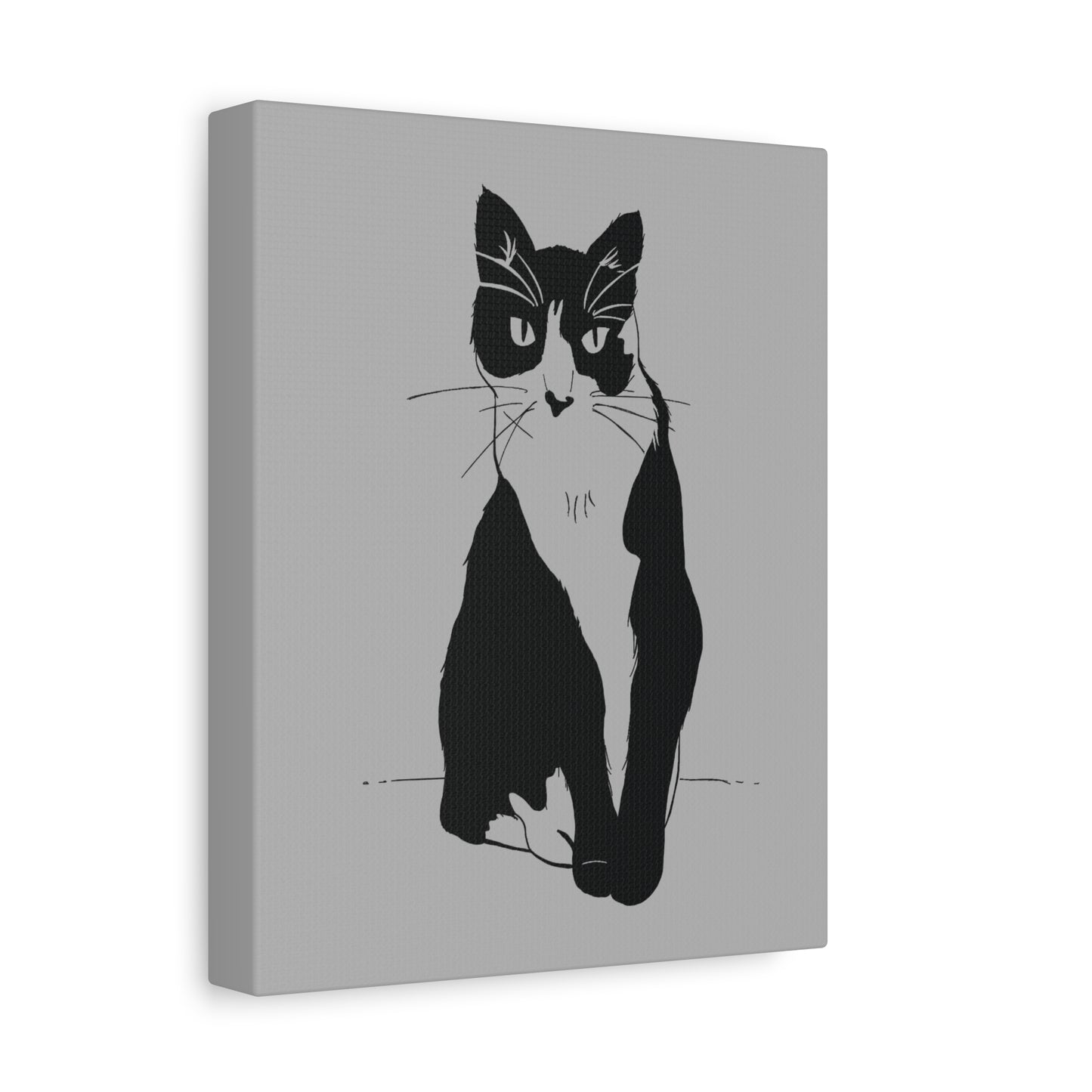 Cat Canvas Print on Grey (Transparent Style Cat) - Cat Drawing Art